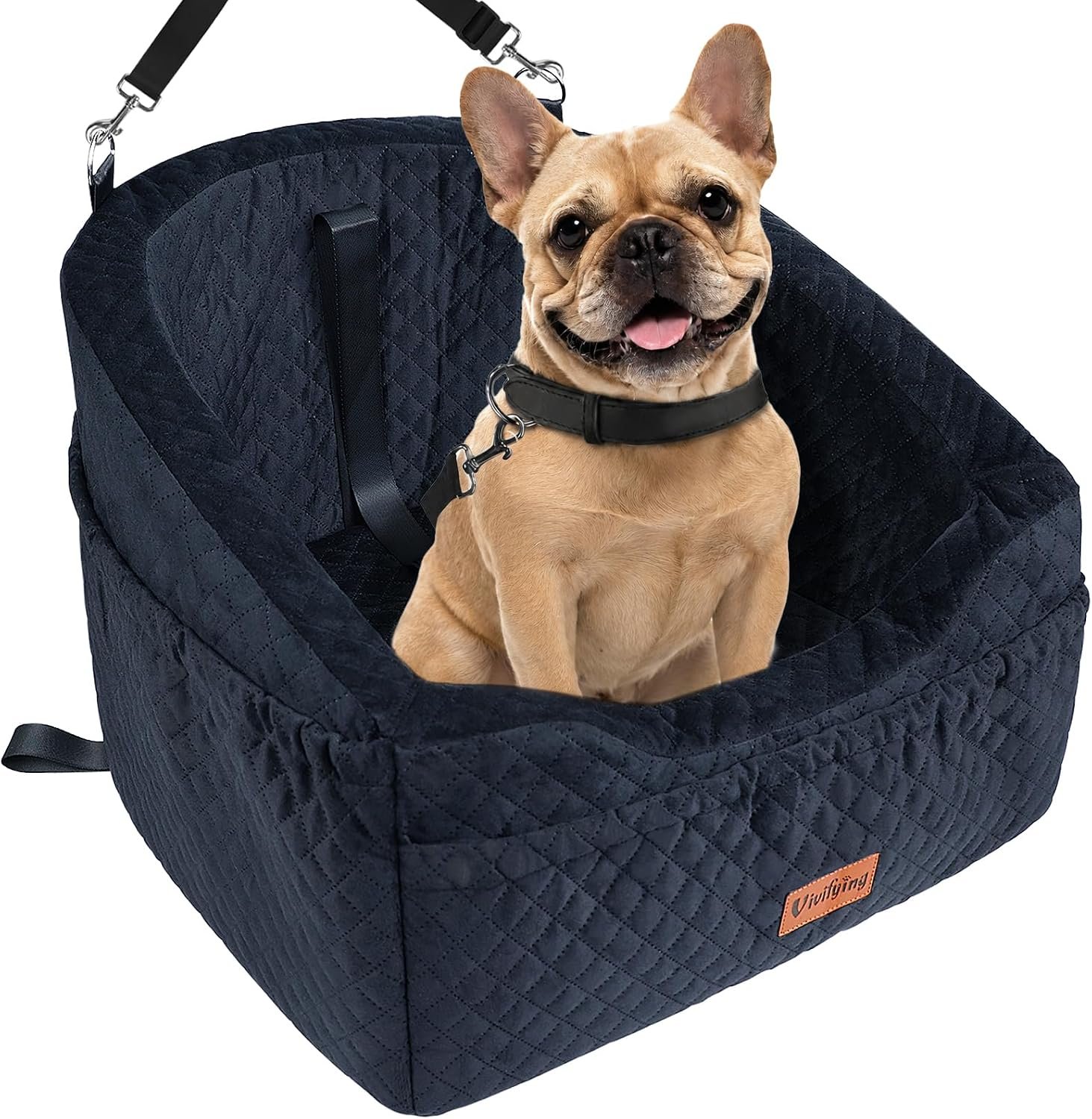 Vivifying Dog Car Seat for Small Dogs, Pet Booster Bed up to 25 lb, Black