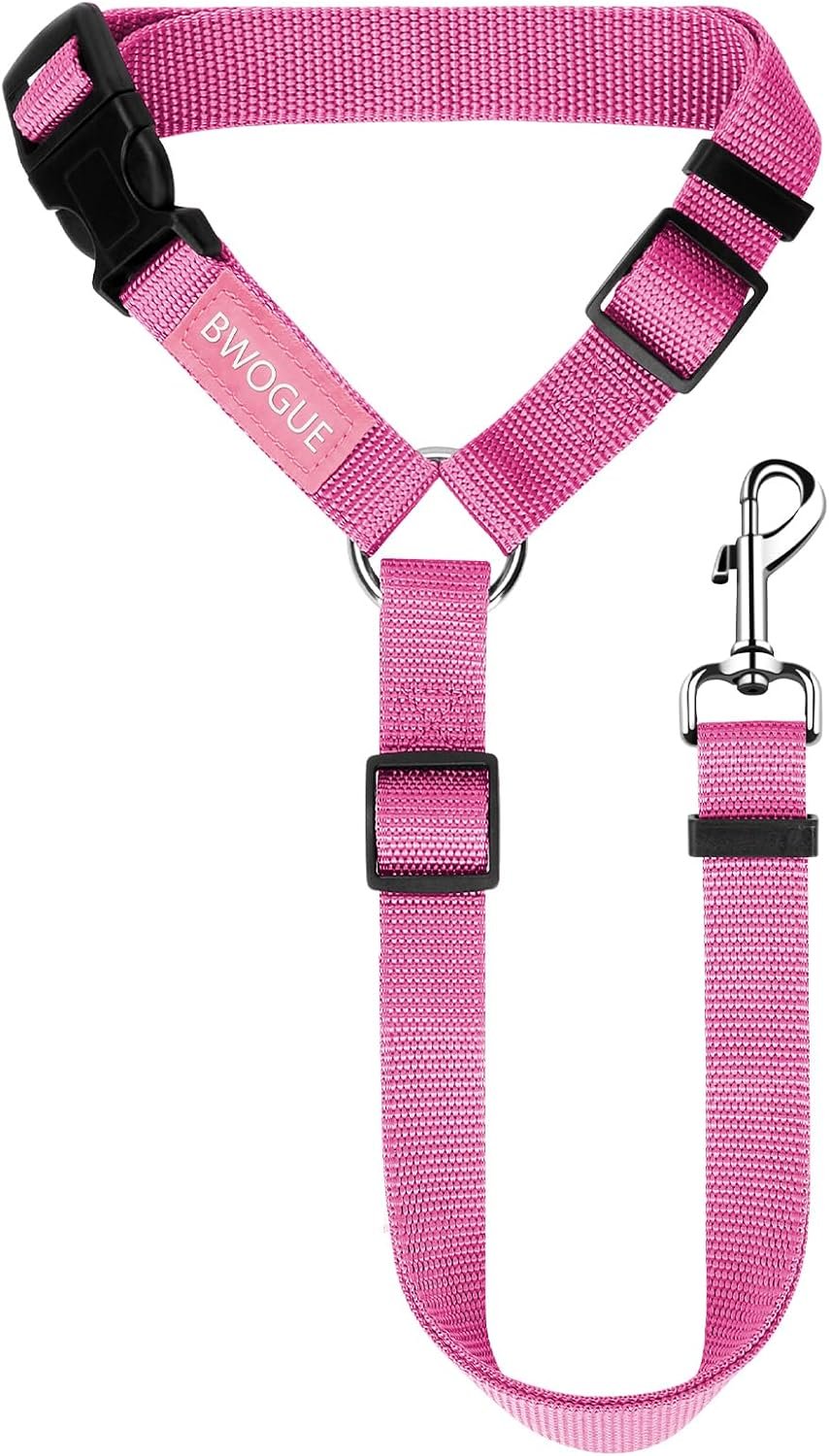 BWOGUE Dog Seat Belt for Car, Headrest Restraint Lead, Non-Elastic, Pink