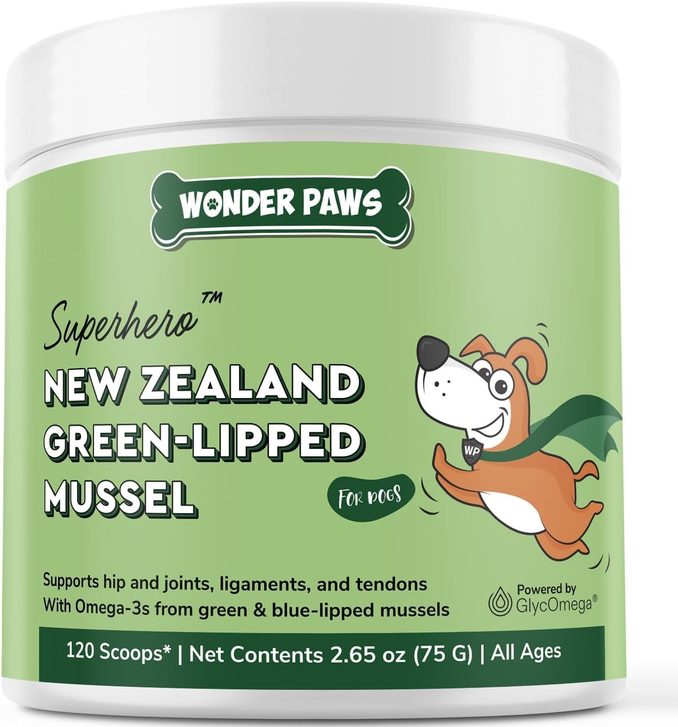 Premium Green Lipped Mussels for Dogs – Pure New Zealand Green Lipped Mussel Powder with Blue Lipped Mussels for Dogs – for Hip and Joint Flexibility, Mobility, Strength, Tendons and Muscles – 2.60oz