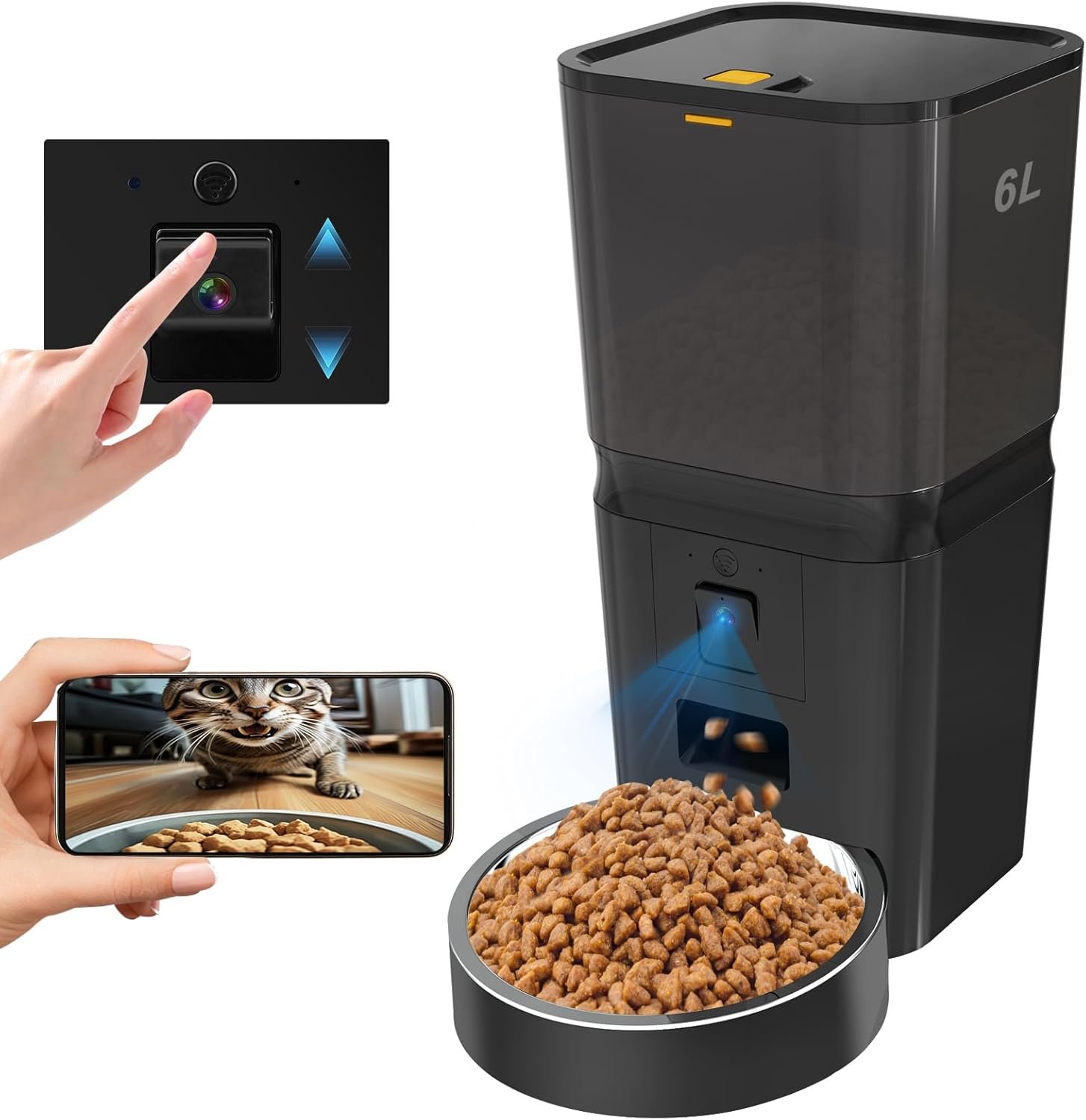 6L Smart WiFi Automatic Cat & Dog Feeder with Camera
