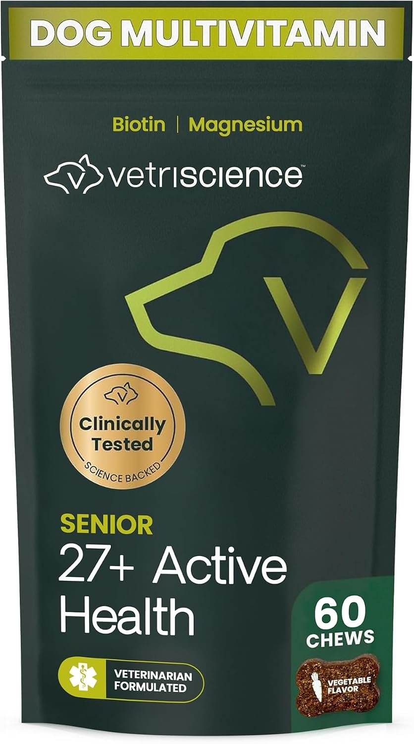 VetriScience Senior 27+ Multivitamin for Senior Dogs, Veggie, 60 Count