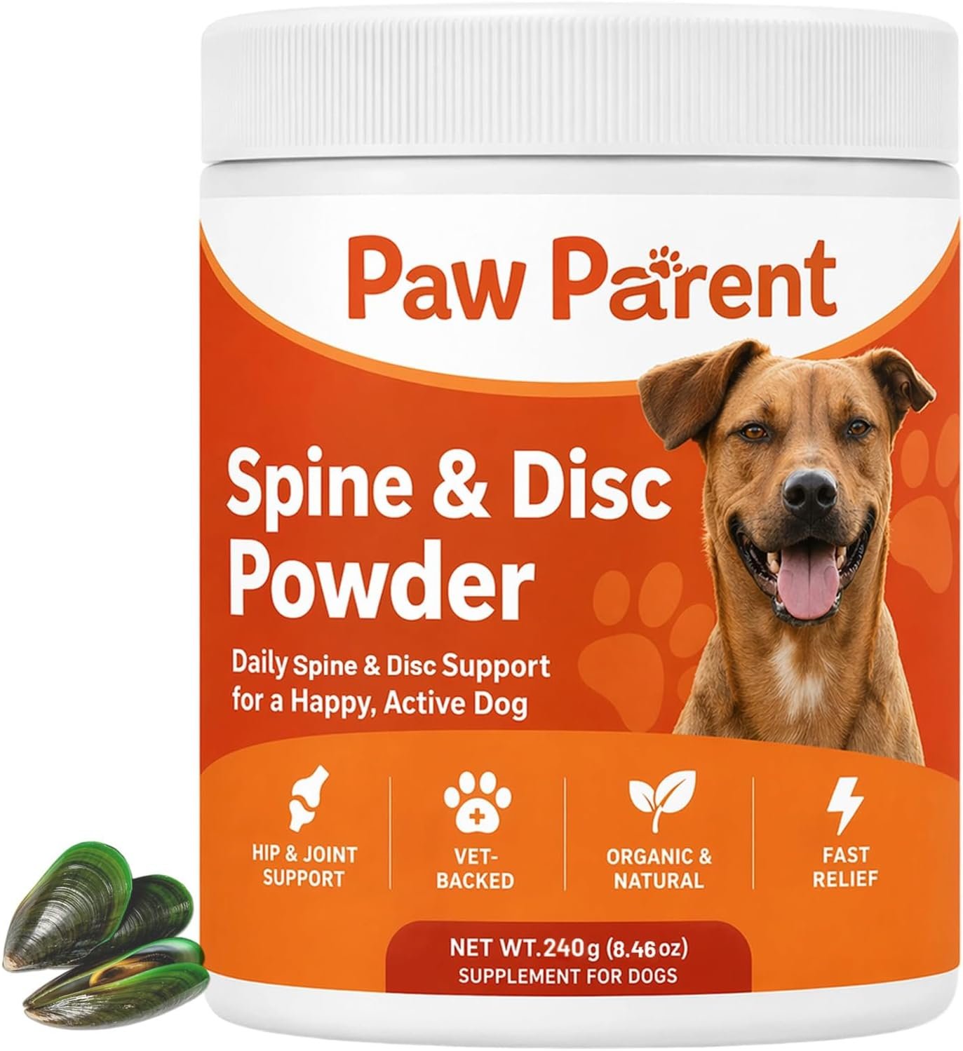 Green Lipped Mussel, 240g, Dog Wellness Support Powder, Paw Parent Simple Daily Routine Care Powder for All Breeds