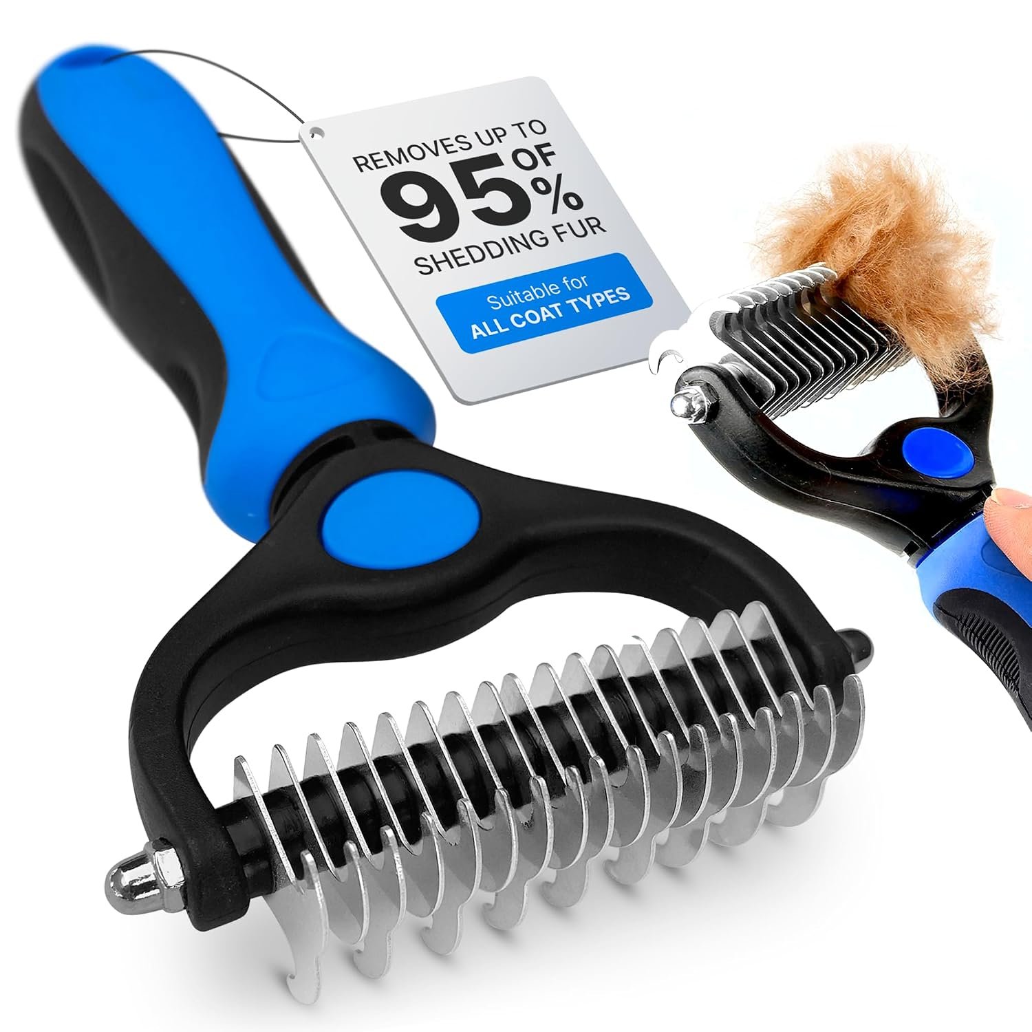 Undercoat Rake for Dogs, Dog Grooming & Deshedding Brush for Double Coats