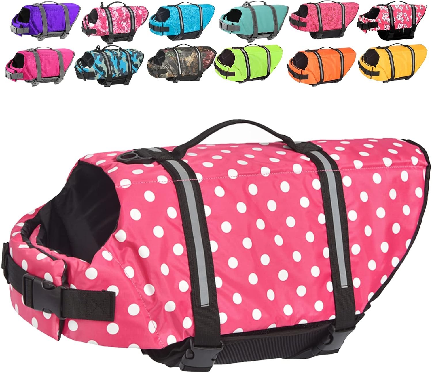 Doglay Dog Life Jacket with Rescue Handle, Dog Life Vest for Swimming Boating, Adjustable Reflective Puppy Swim Vest with Superior Buoyancy for Small Medium Large Dogs