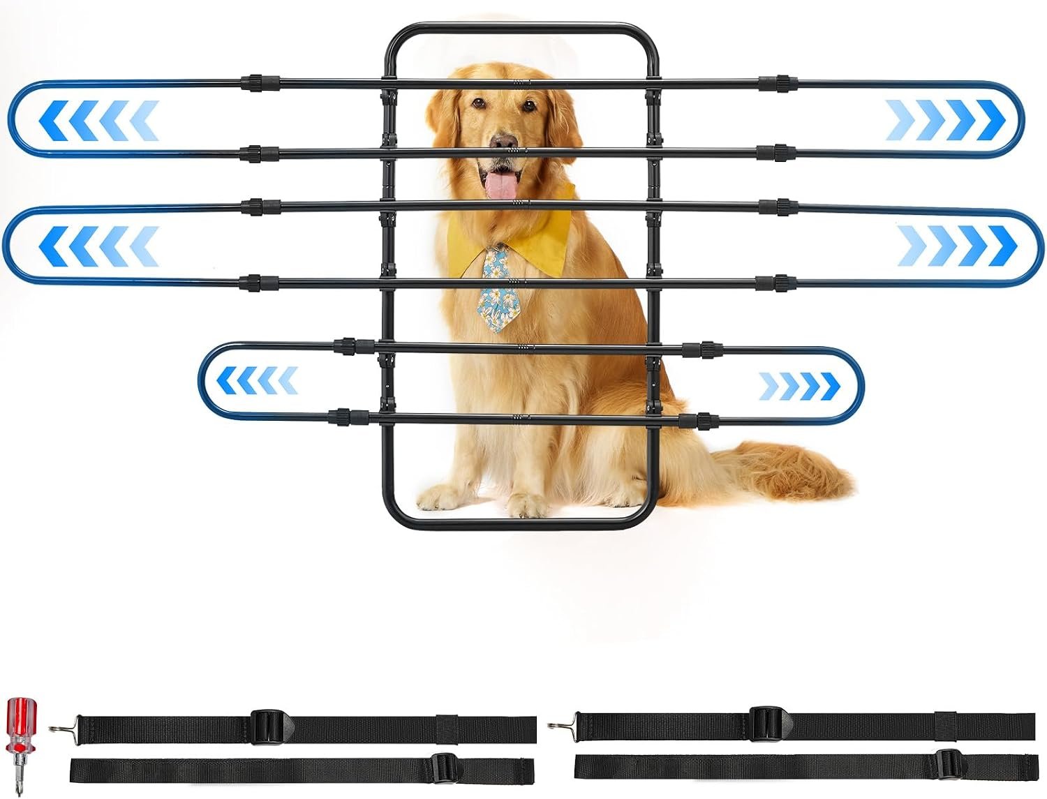 JOYTUTUS Dog Car Barrier, Pet Barrier Follow the Seat Movement 34″- 58″ Width Adjustable SUV Dog Barrier for Back Seat, Vehicle Gate Heavy Duty, Ideal for Sedans SUVs Trucks MPVs