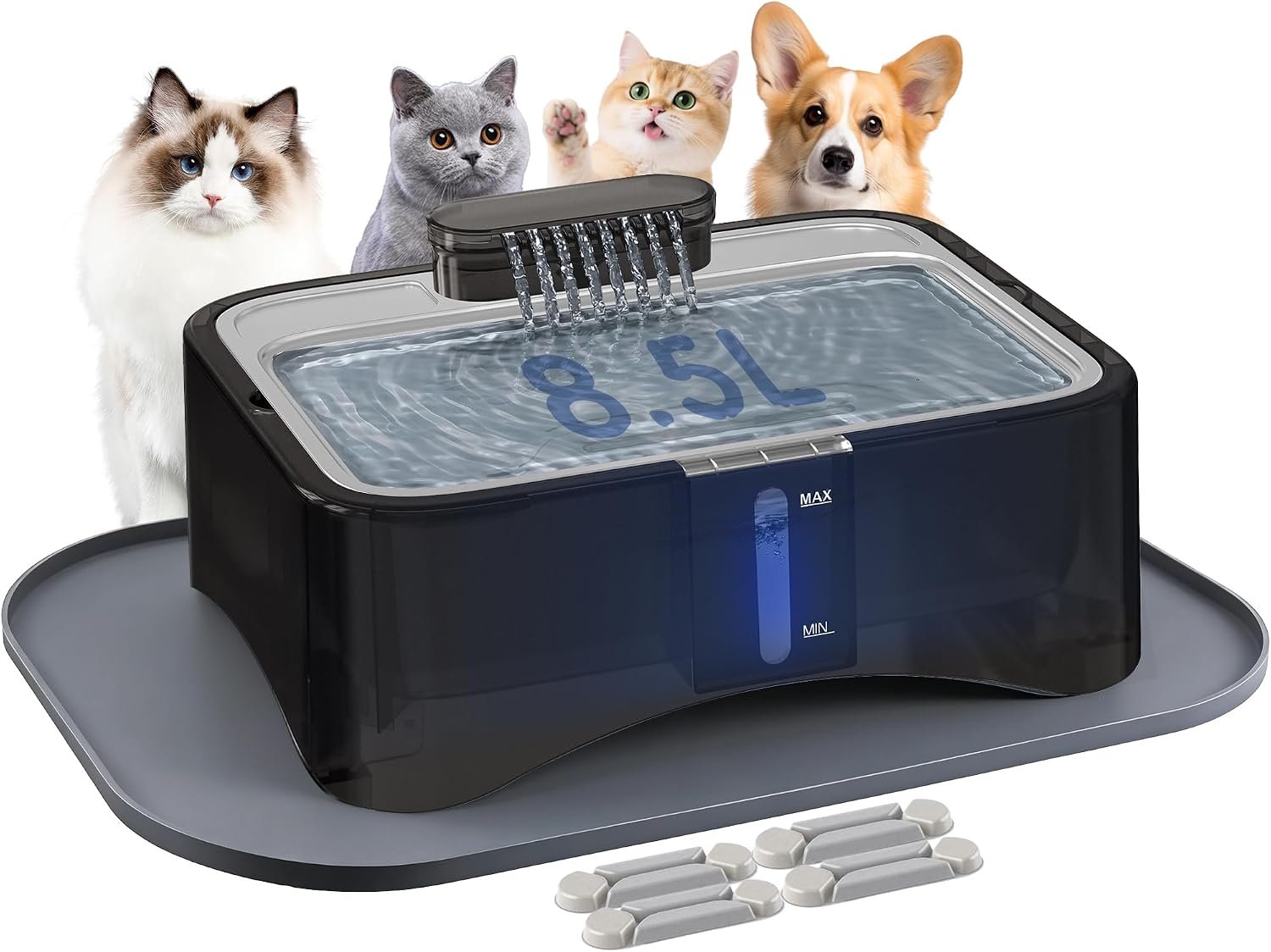 UPSKY Cat Water Fountain, 2.25Gal Large Capacity for Multi-Pet Homes
