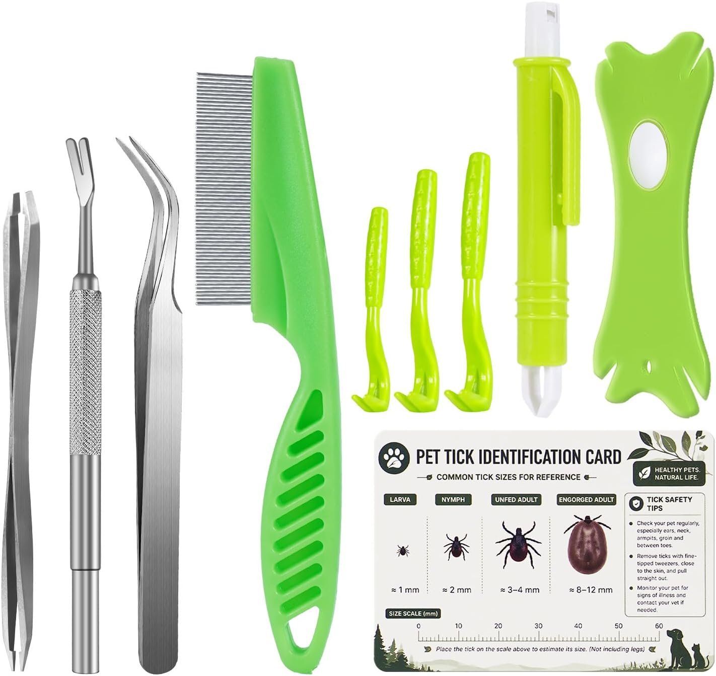 10 Pcs Tick Removal Tool Kit for Dogs, Cats & Humans