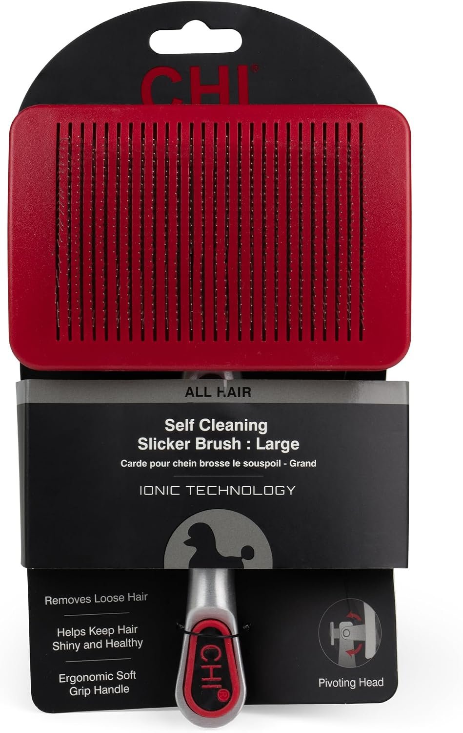 CHI for Dogs Self-Cleaning Slicker Dog Brush, Large Size