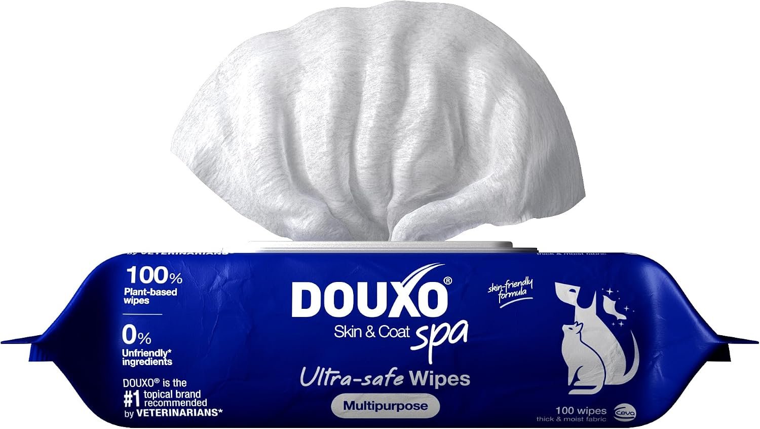 DOUXO SPA Dog Wipes for Paws, Butts, Tear Stains and Cleaning, 100 Wipes