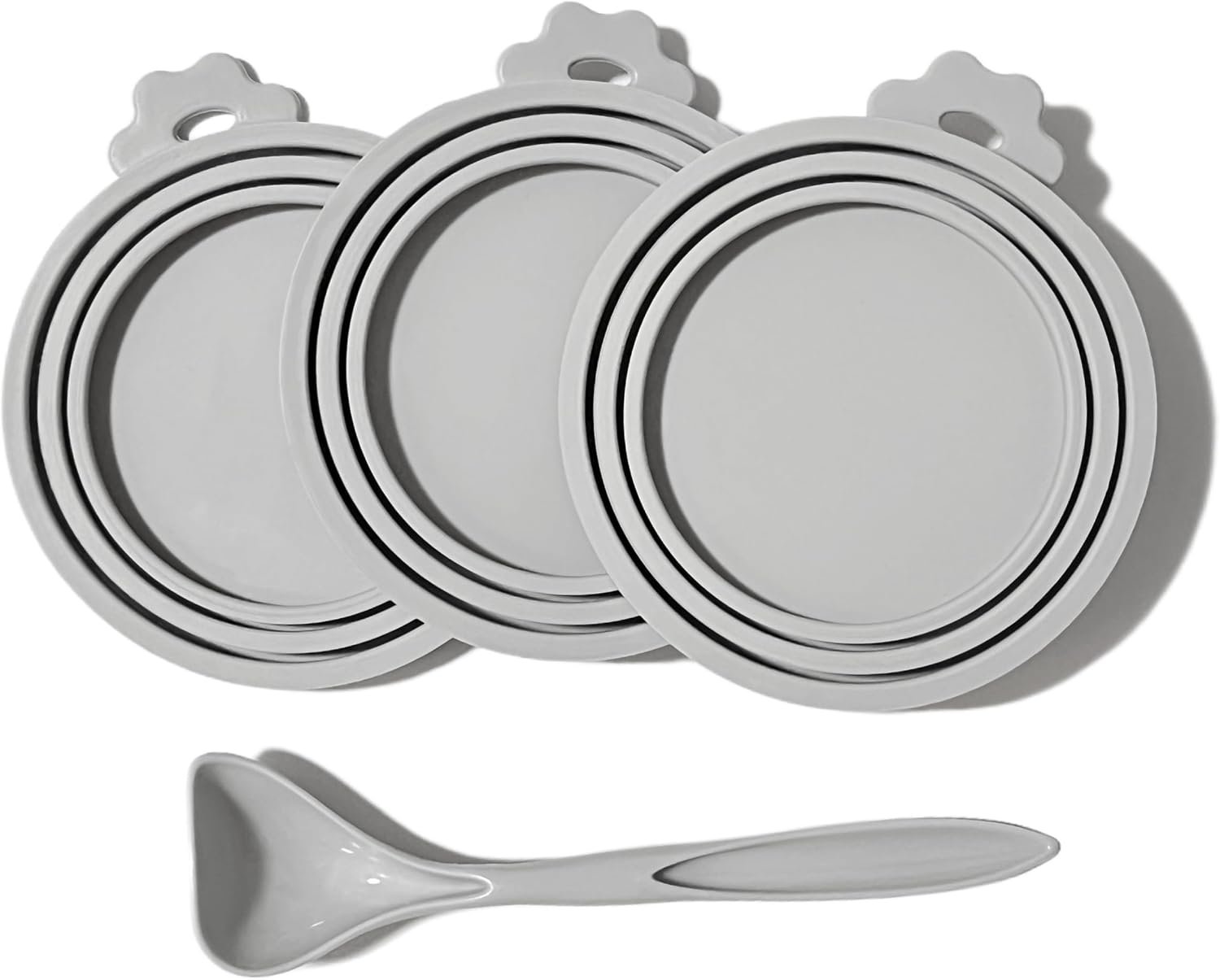 Silicone Cat Dog Food Can Lids, Universal 3-in-1, (3 lids +1 spoon)