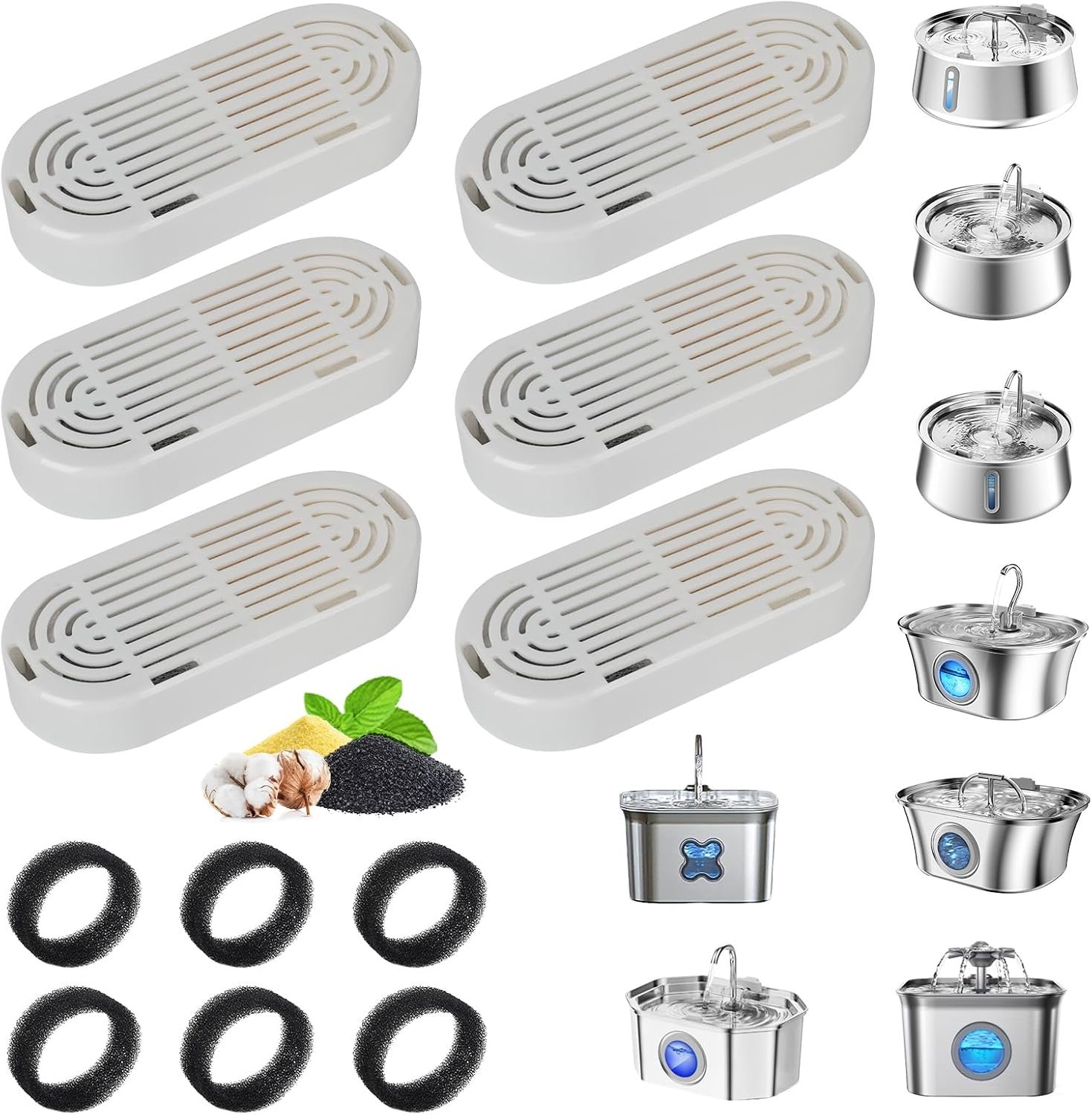 Cat Water Fountain Filter Replacement for Stainless Steel Pet Fountain