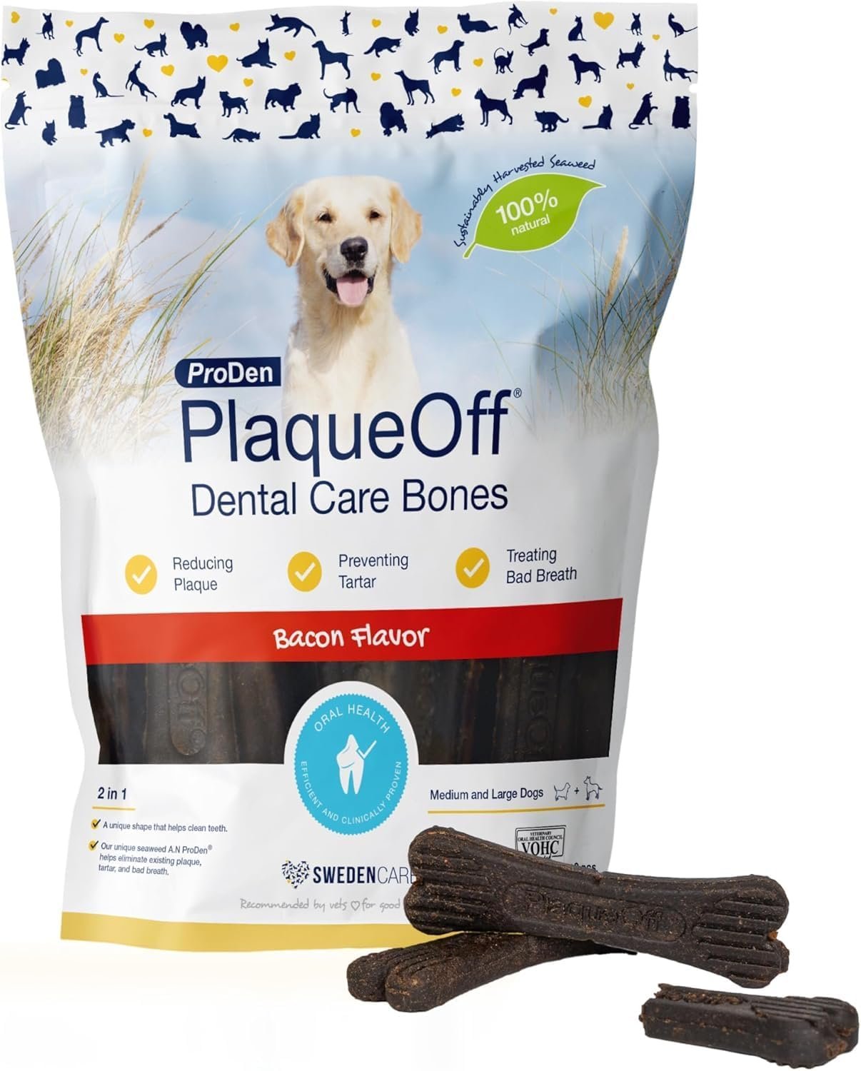 ProDen PlaqueOff Dental Bones for Dogs – Bacon Flavored – 17 oz
