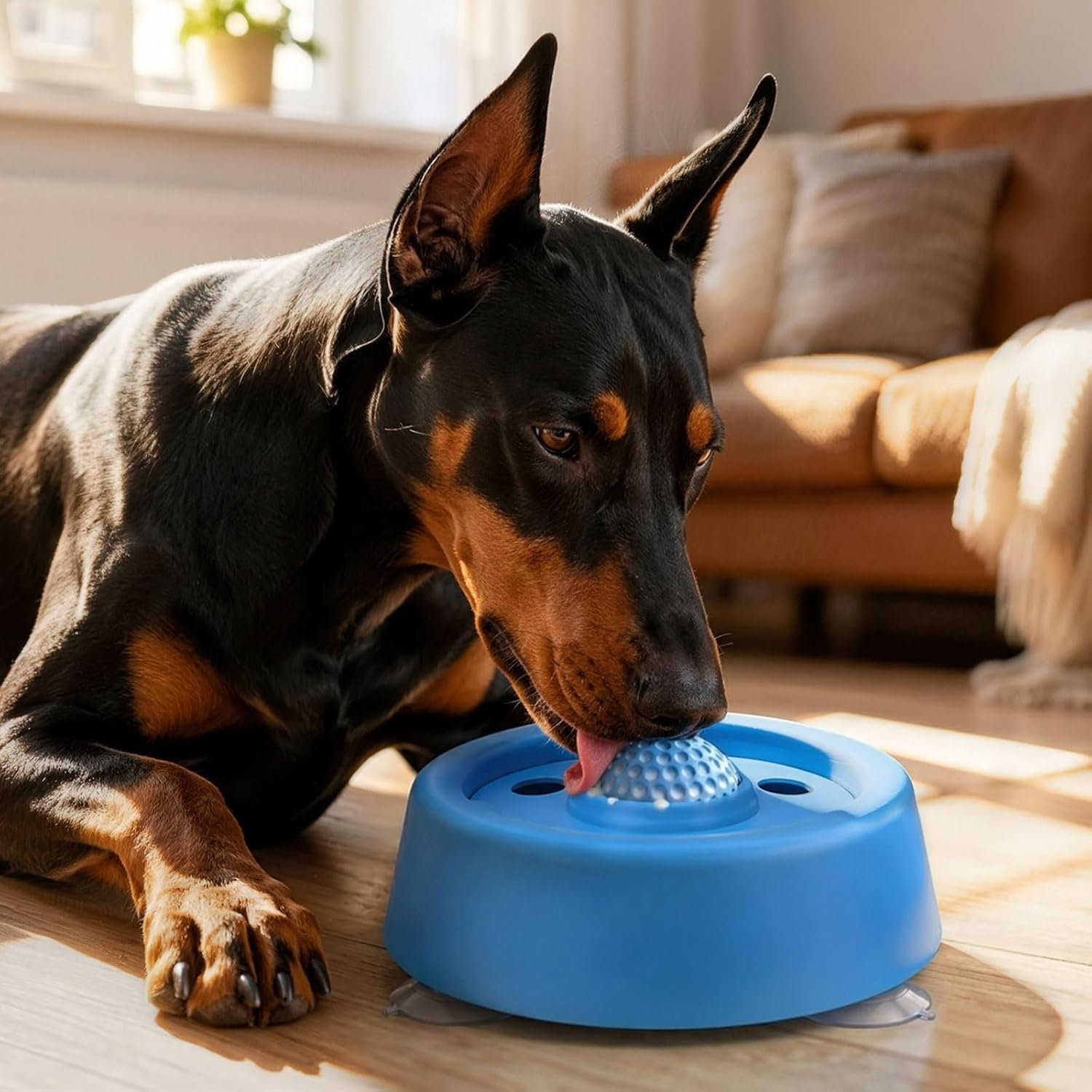 Slow Feeder Dog Bowls, 250ml Dog Lick Bowl with Rolling Ball, Non-Slip Slow Feeding Dog Bowl, Mental Enrichment Licking Bowl for Small Medium Large Dogs