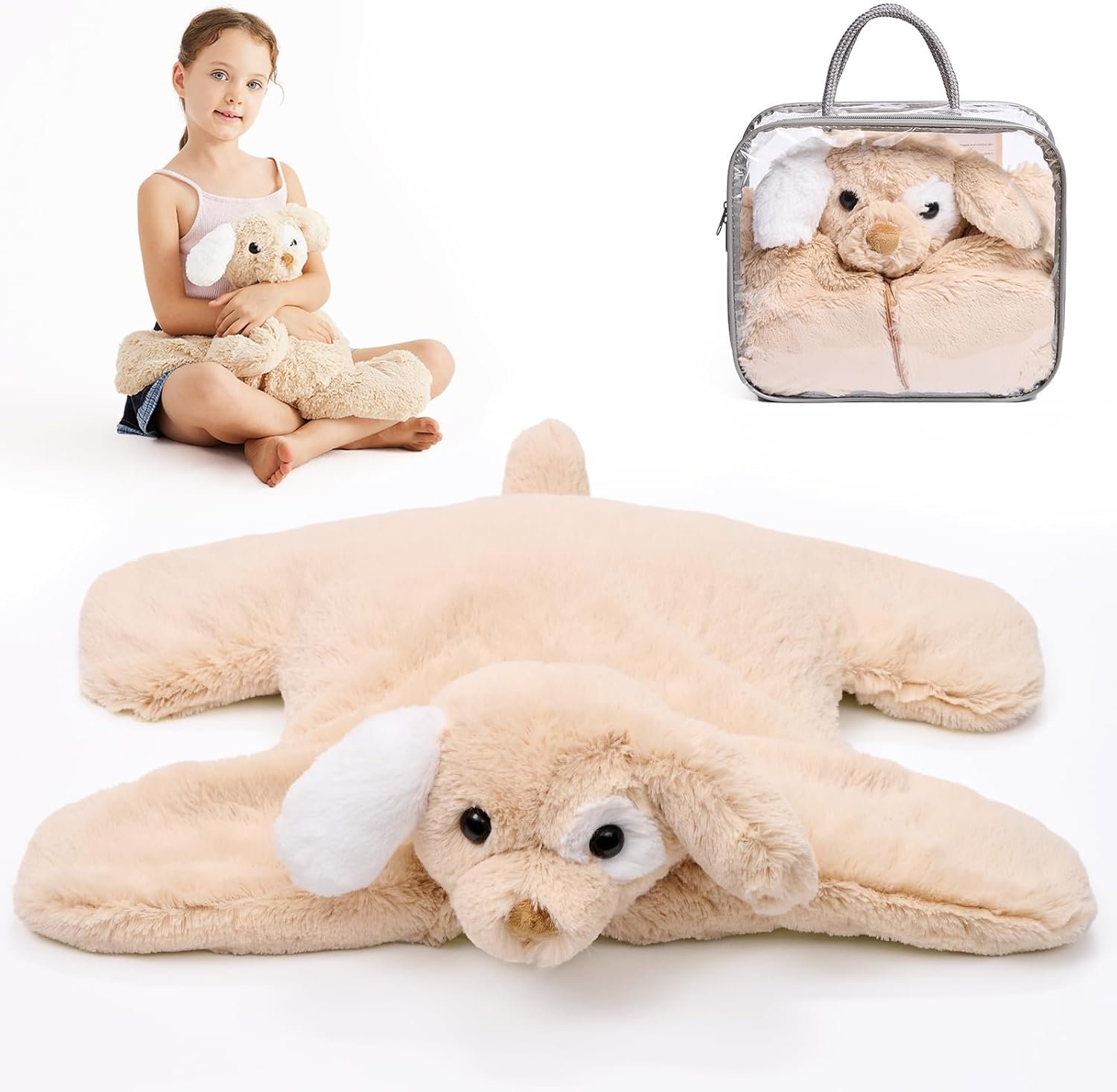 L’AGRATY Weighted Lap Pad for Kids 7 lbs, Sensory Needs Weighted Stuffed Animals Lap Blanket Soft Plush Hugging Sensory for Kids Teen Adults Removable Washable Cover