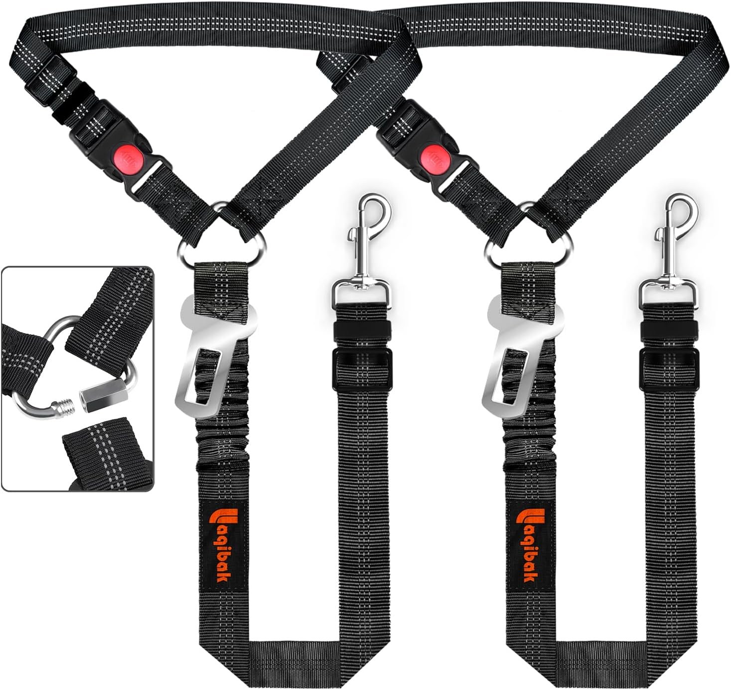 Laqibak Removable Dog Seat Belt Harness for Car, 3 in 1 Pet Seatbelt Leash