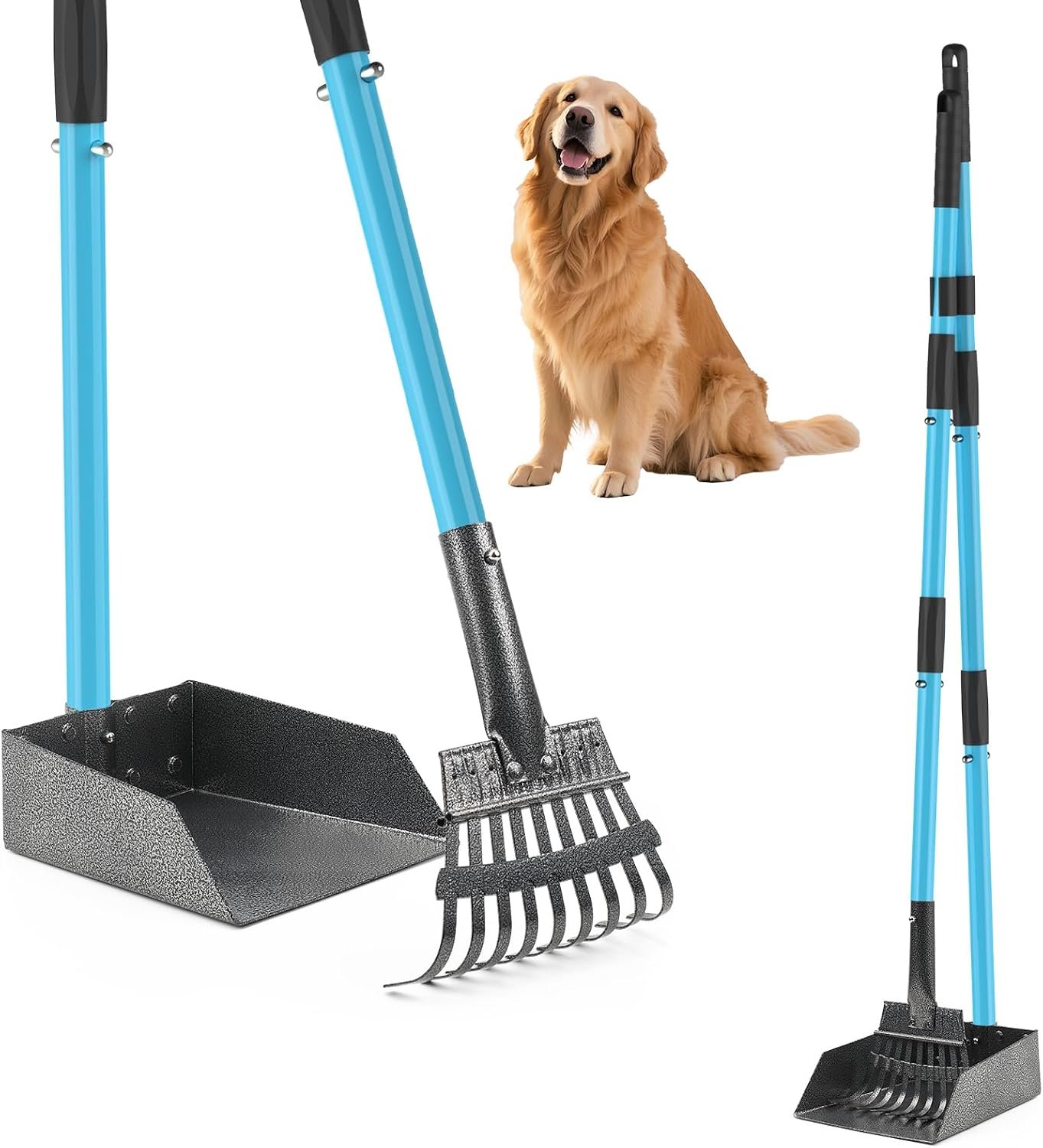 Dog Pooper Scooper,Stainless Metal Poop Scooper for Yard Long Handle