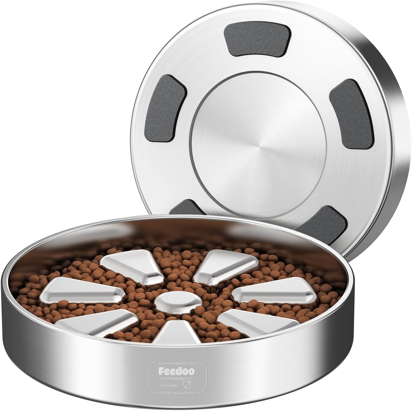 Feedoo Slow Feeder Dog Bowl Large Breed 4-Cup, Double-Wall Stainless Steel