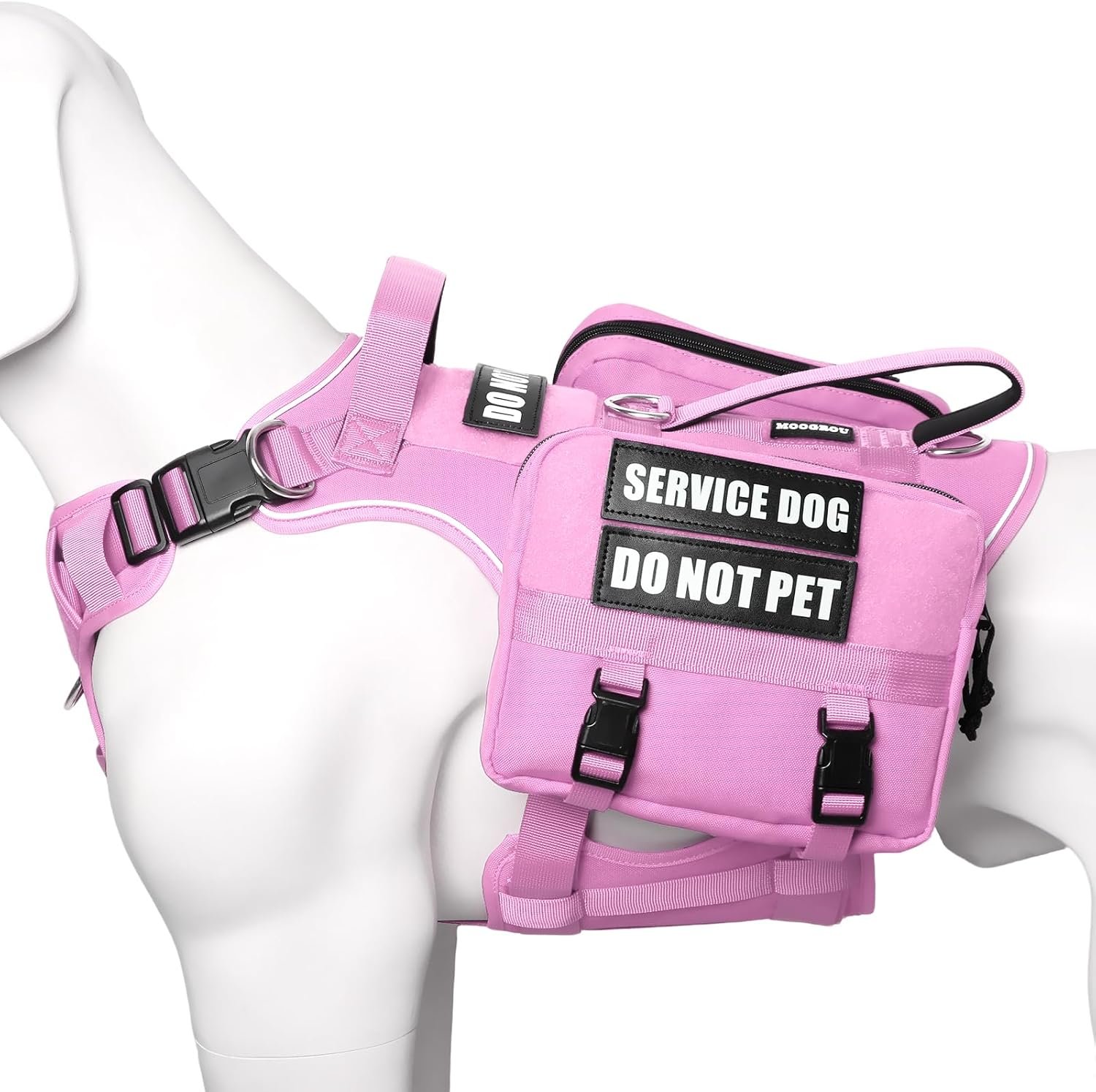 Service Dog Vest with Removable Backpack for Medium Dogs Pink M