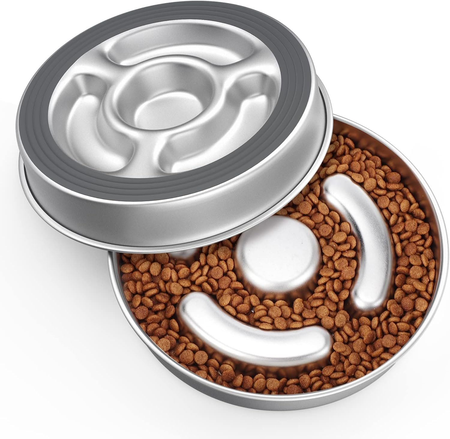 AIPERRO Stainless Steel Slow Feeder Dog Bowl | Metal Dog Food Bowls