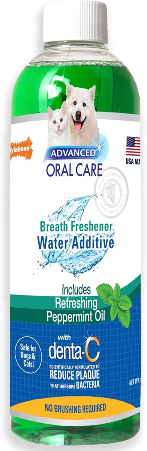 Nylabone Advanced Oral Care Pet Dental Water Additive, Liquid Tartar Remover & Breath Freshener for Dogs, Dog Teeth-Cleaning, Peppermint Flavor, 16 oz.