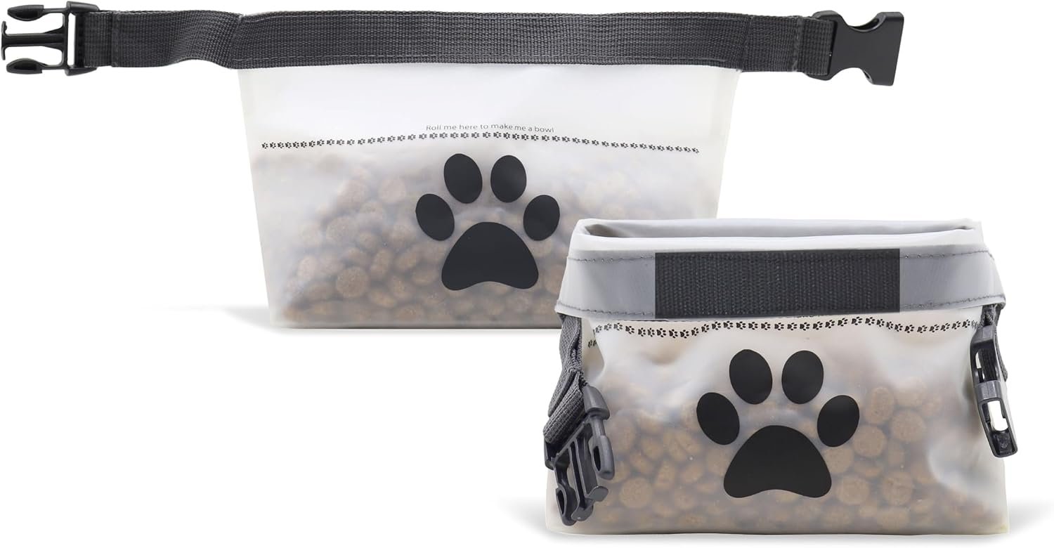 (re) zip Collapsible Dog Food Storage Bag & Feeding/Water Bowl, 2-Pack
