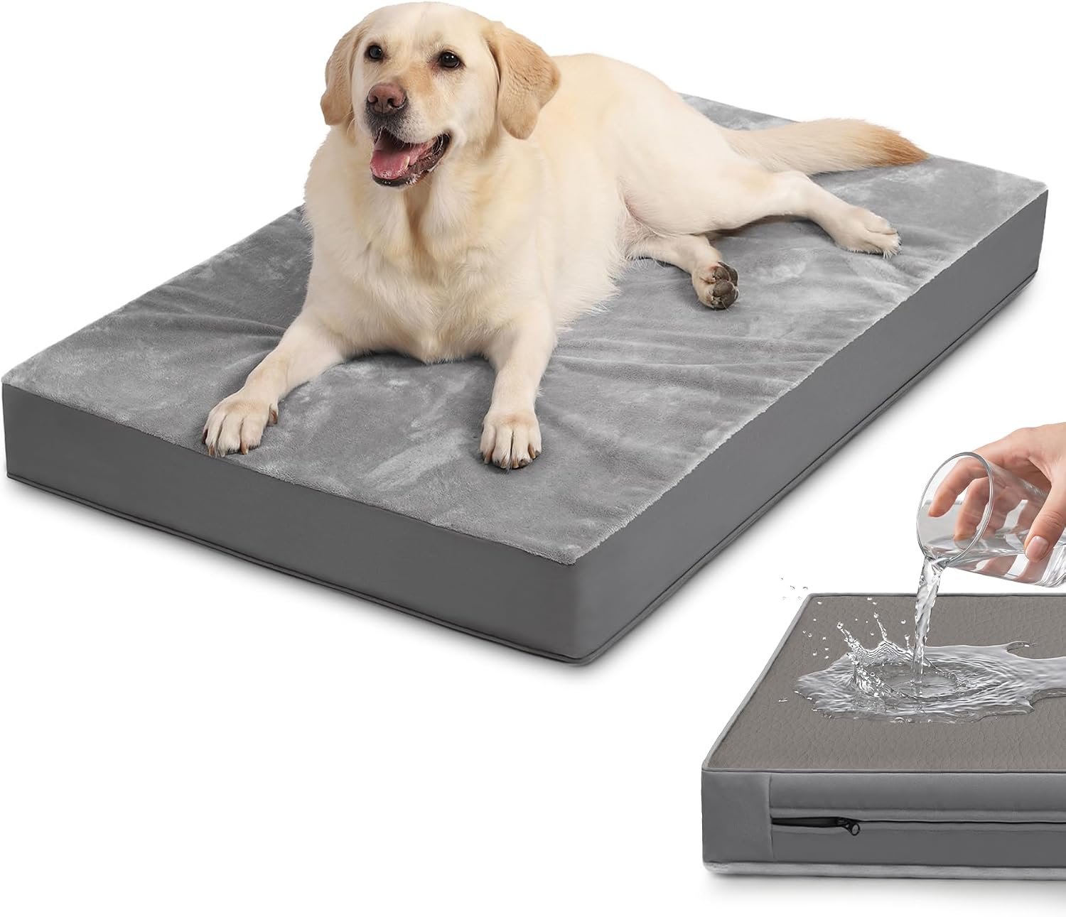 Waterproof XL Dog Beds Large Sized Dog, Outdoor Washable Foam Crate Pad 42″
