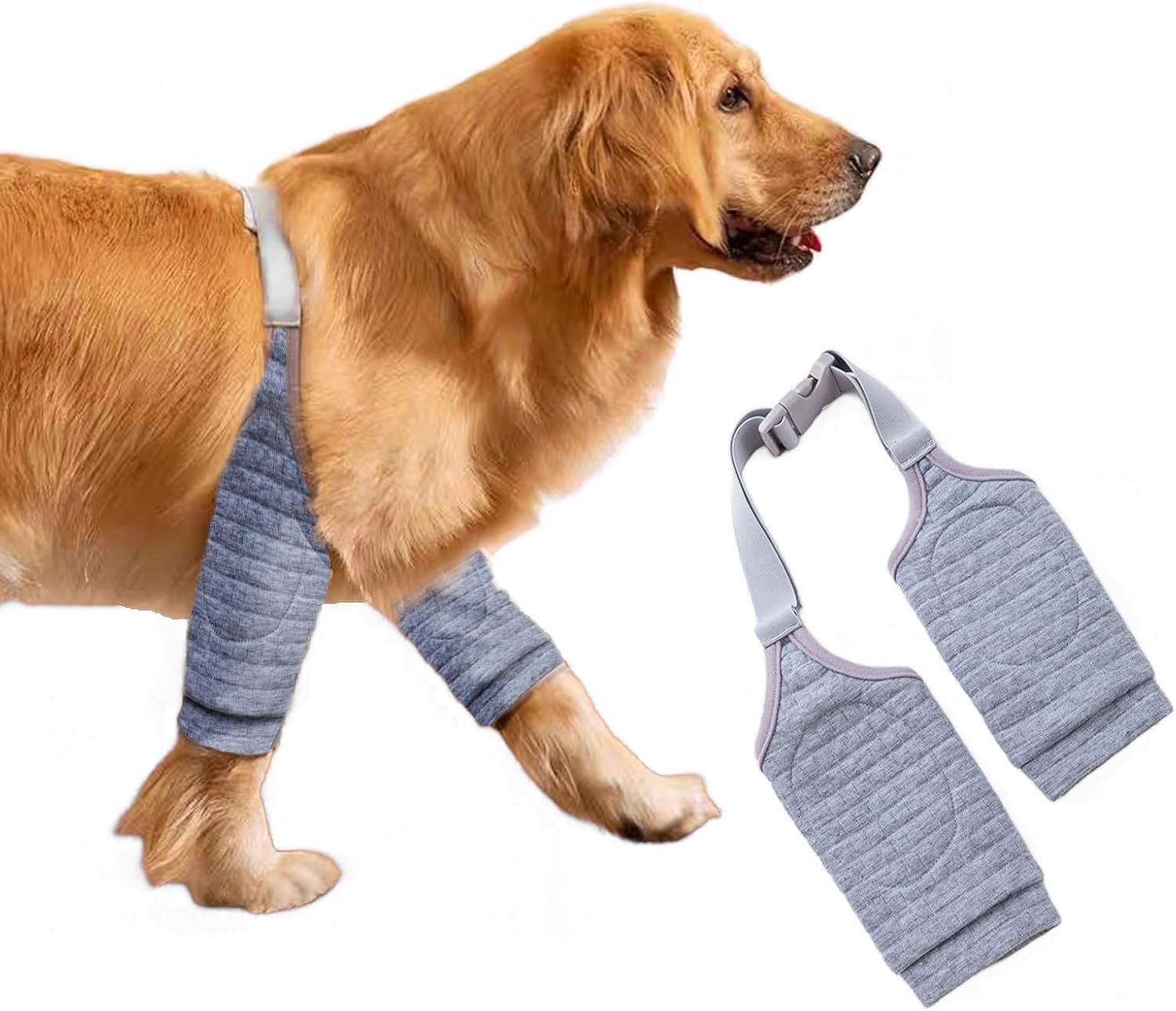 MANON ROSA Dog Elbow Pads – Knee Wrap Front Leg Sleeves for Large Dogs, Wound Protection & Anti-Licking Brace for Injured Legs or Joints (Sleeve Length 11.4in, Suit. Wt 66-80lbs, X-Large, Gray)