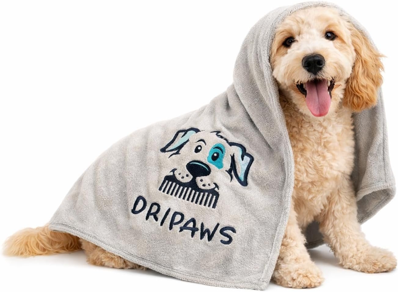 Microfiber Dog Towel for Drying Dogs, 56” x 28”, Super Absorbent Soft Pet Grooming Towel, Fast Drying Bath & Shower Towel for Dogs, Grey