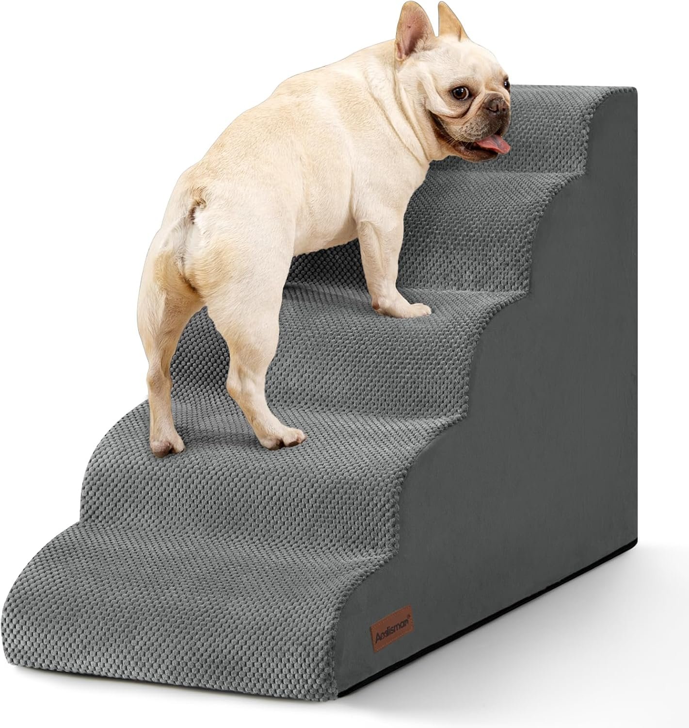 Aodisman Dog Stairs for High Beds,5 Step Pet Ramp for Dogs and Cats,22.4″ H