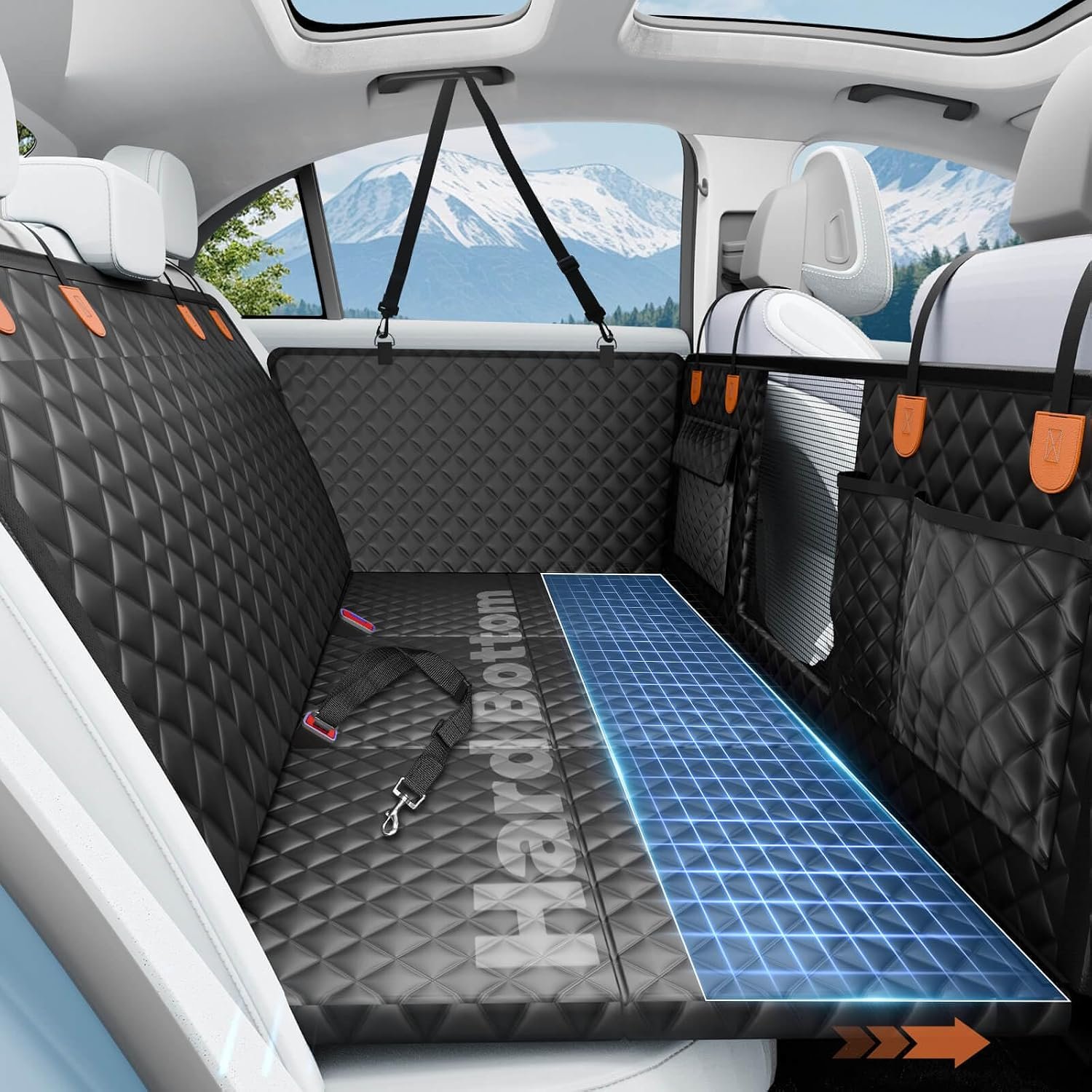 Dog Car Seat Cover for Back Seat, Hard Bottom Hammock Hold 400lbs For Cars