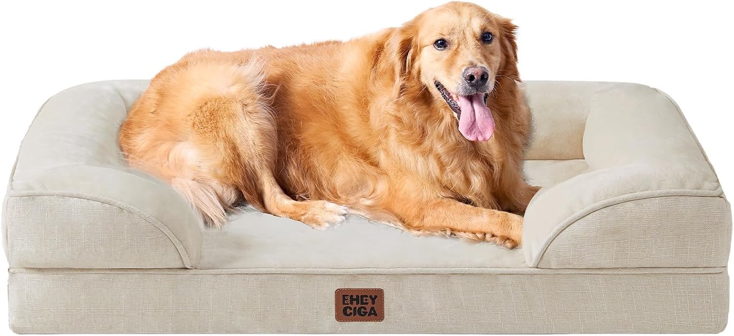 EHEYCIGA Orthopedic Extra Large Dog Bed, Waterproof Washable XL Pet Bed 44″