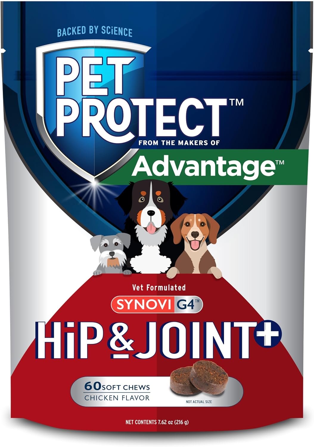 Pet Protect Hip & Joint+ Supplement for Dogs, Chicken Flavor 60ct