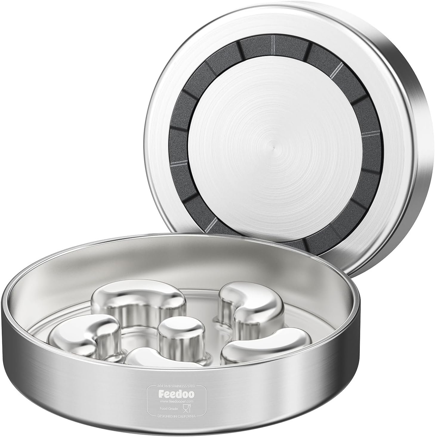 Feedoo Slow Feeder Dog Bowl-2Cups for Medium Breeds, Double Wall Food-Grade Stainless Steel, Heavy Duty with Non-Slip Rubber Base, Puzzle Maze Bowl to Slow Down Eating