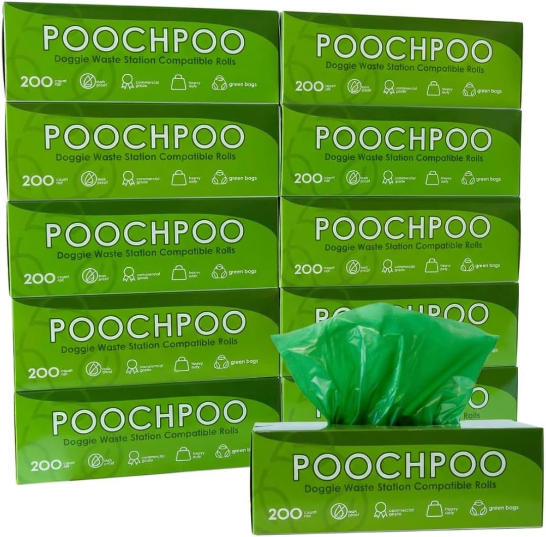 Case of 2000 Green Pet Waste Station 200 Bags on Roll (10 Rolls) – Bulk Dog Poop Bag – Dog Waste Station Bags – Doggie Bag Litter Pot