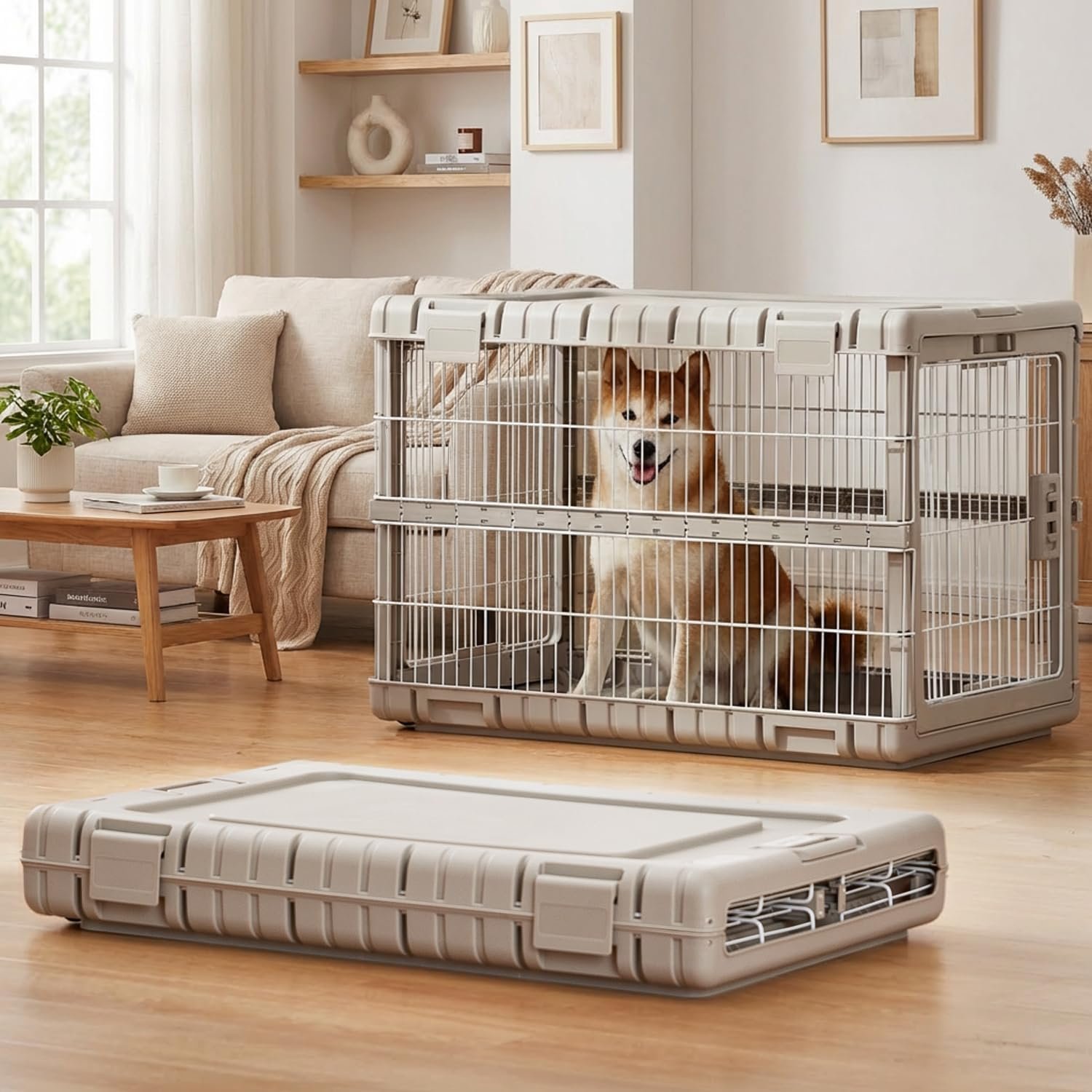 ZOMISIA 36″ L Collapsible Dog Crate for Dogs, Heavy Duty Dog Kennel Indoor