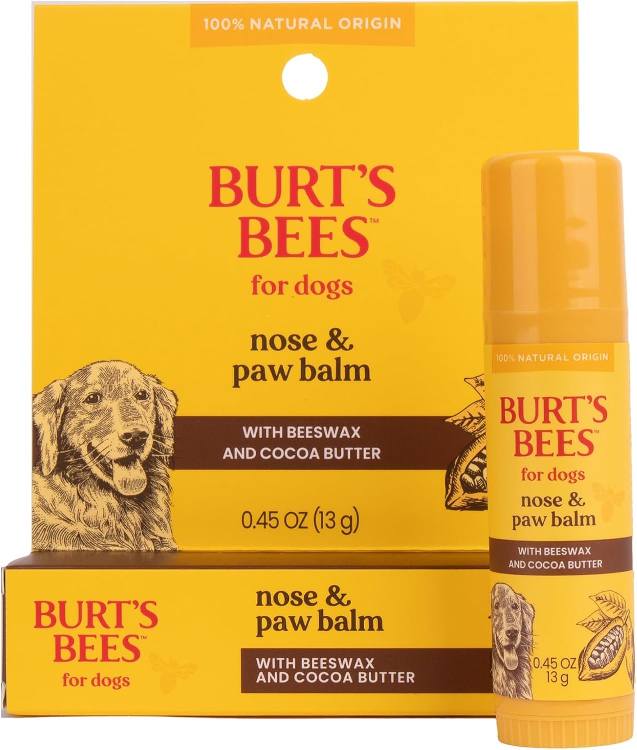 Burts Bees for Pets Nose and Paw Balm, Beeswax Cocoa Butter, 0.45 Oz