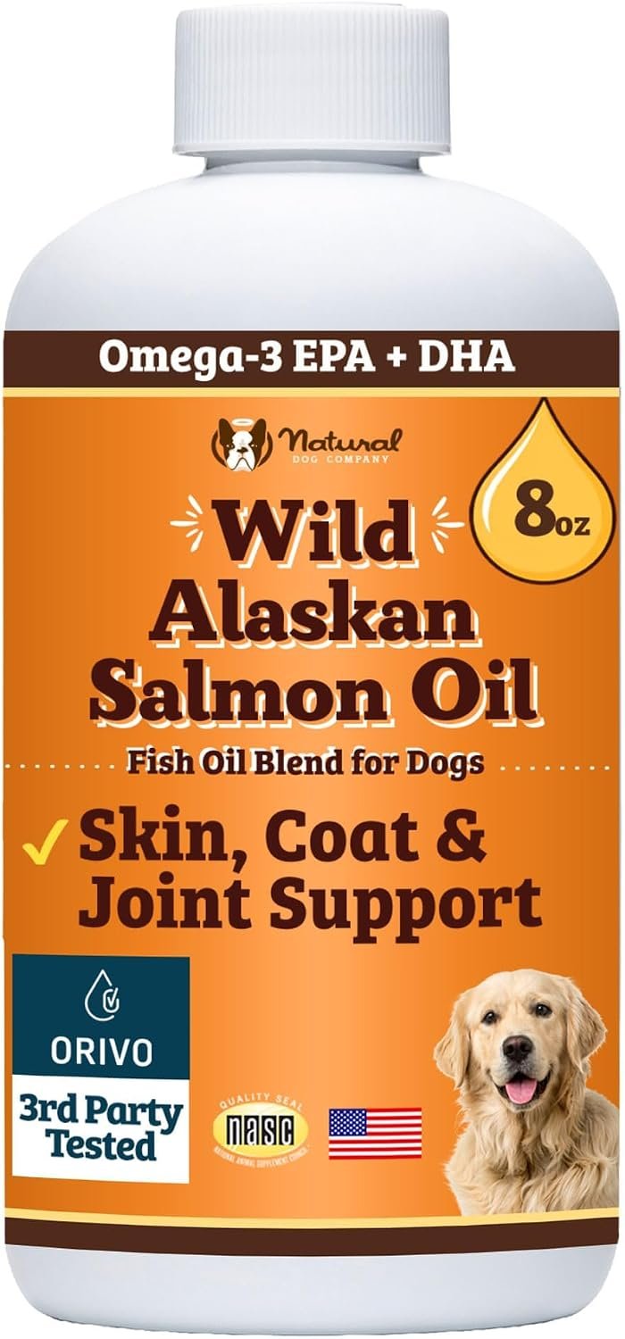Natural Dog Company Wild Alaskan Salmon Oil for Dogs & Puppies – 8 oz