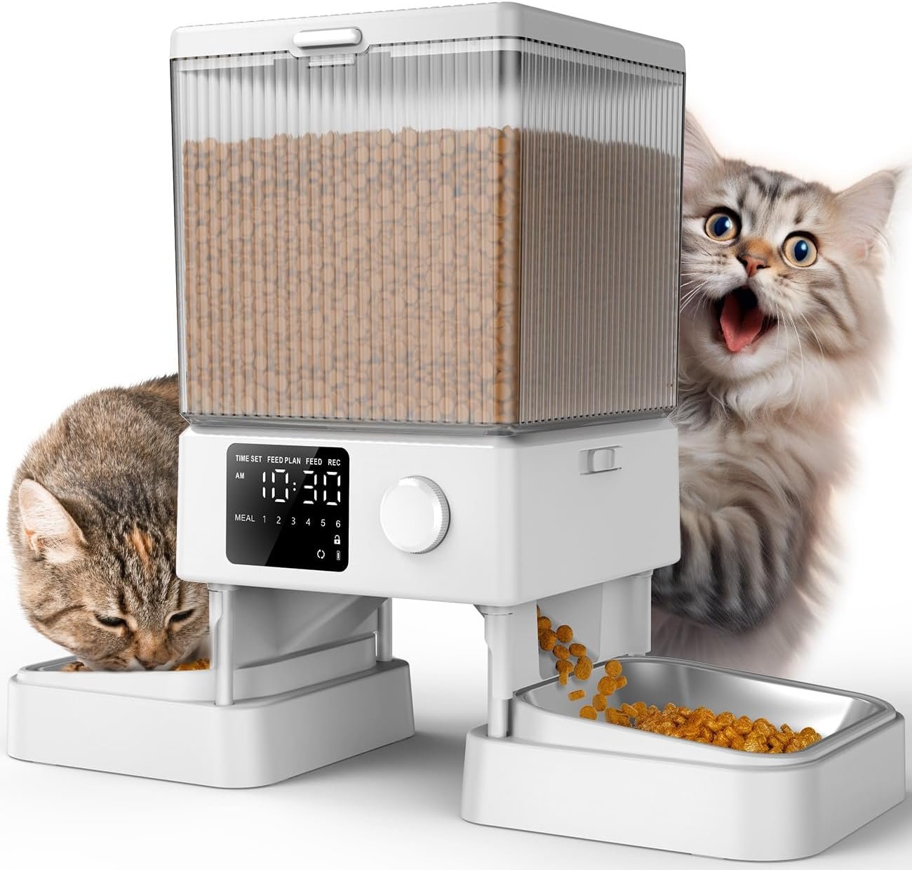 oneisall Automatic Cat Feeder for 2 Cats Pets, Timed Cat Food Dispenser