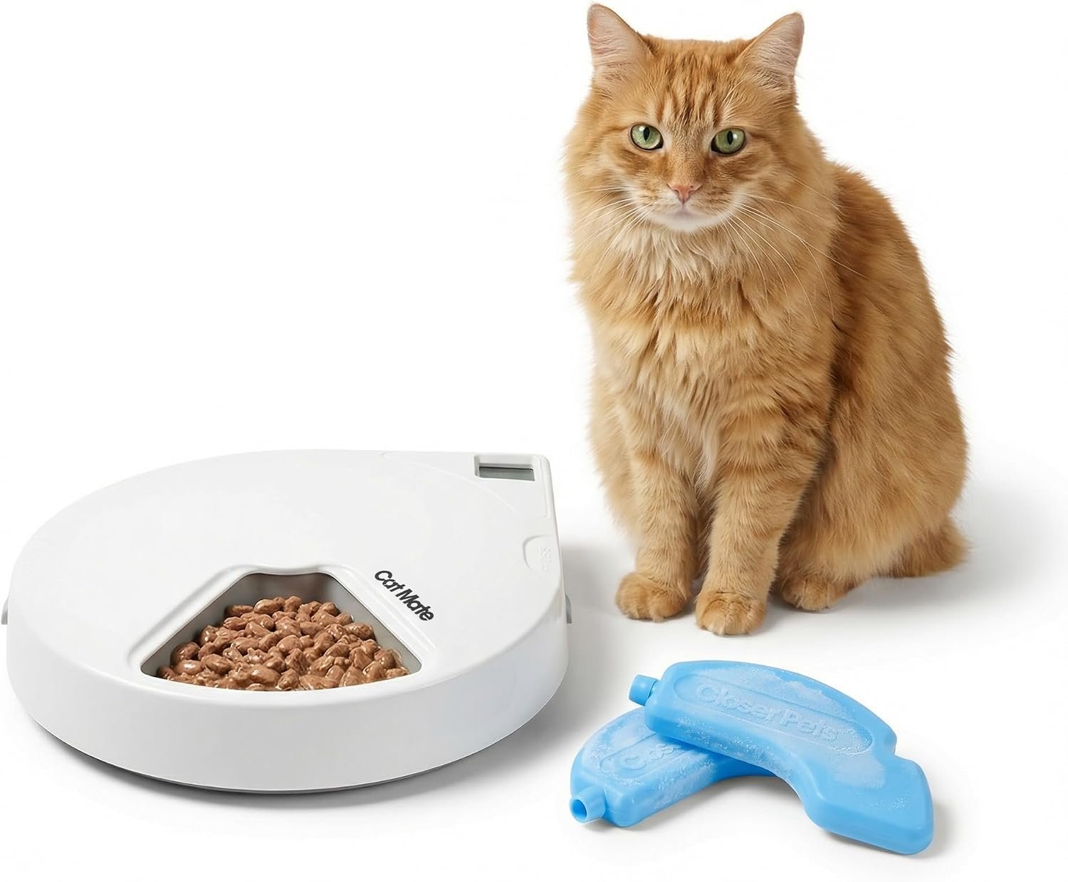 Cat Mate 5-Meal Automatic Pet Feeder, 330g per Bowl, Wet & Dry Food, White