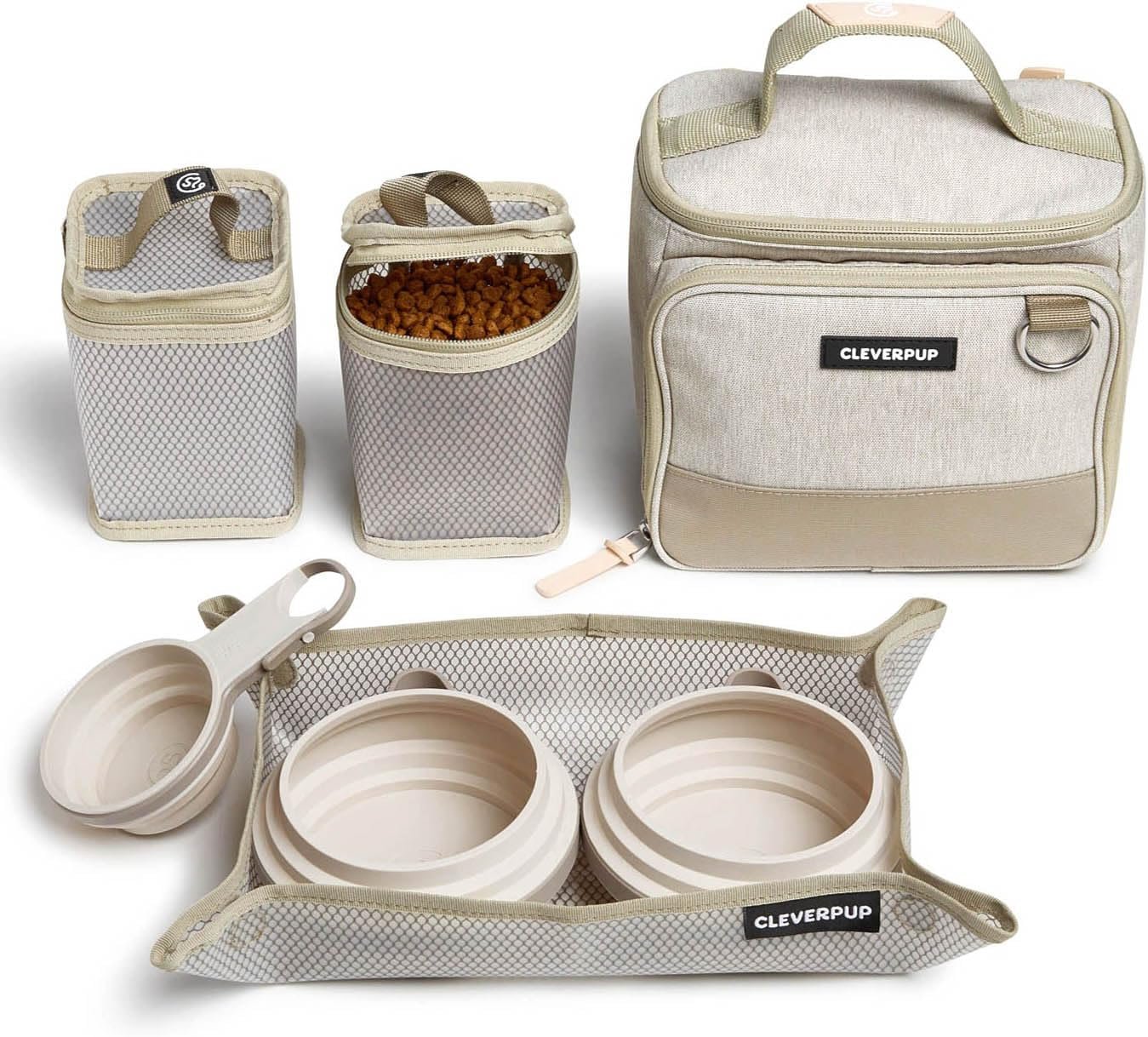 Cleverpup Bistro Box Small 7-Piece Dog Food Travel Kit – Sand