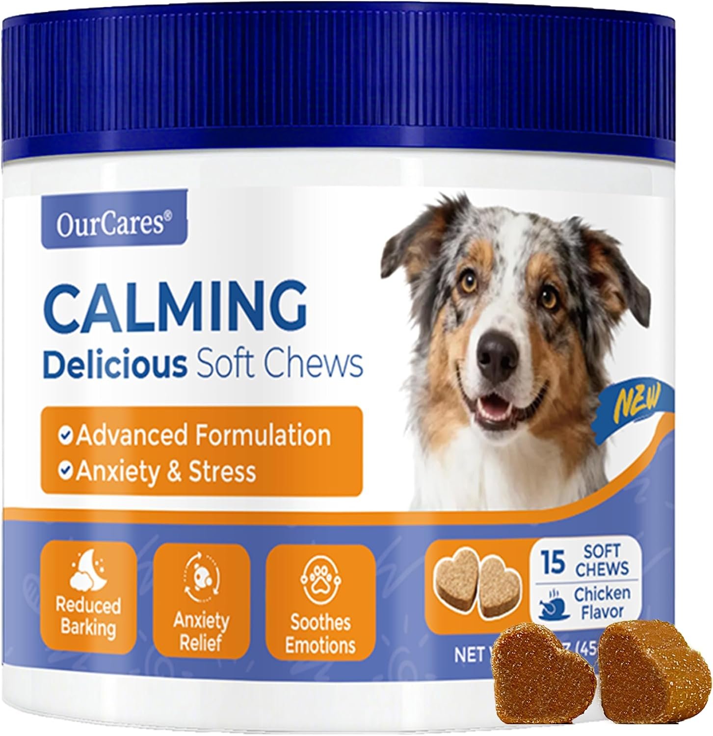 Calming Chews for Dogs Melatonin Anxiety Trial Pack 15 Ct Chicken
