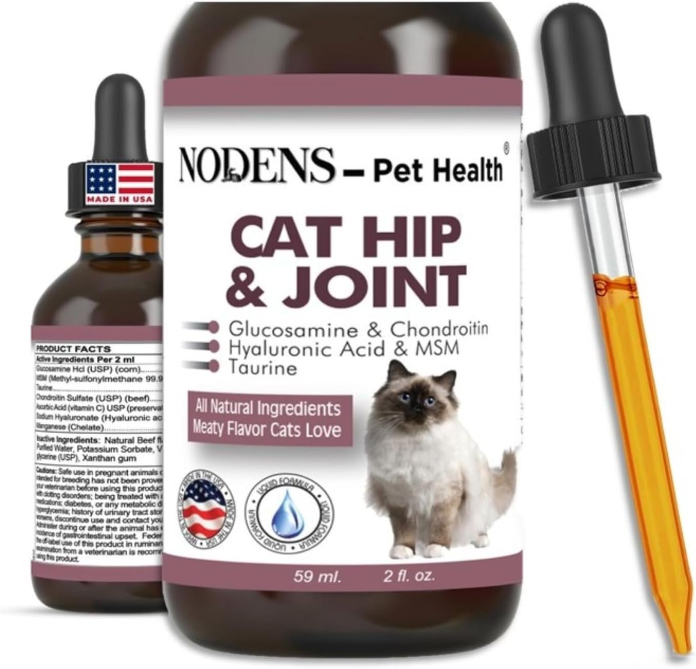 NODENS Cat Hip and Joint Liquid Glucosamine for Cats with Chondroitin