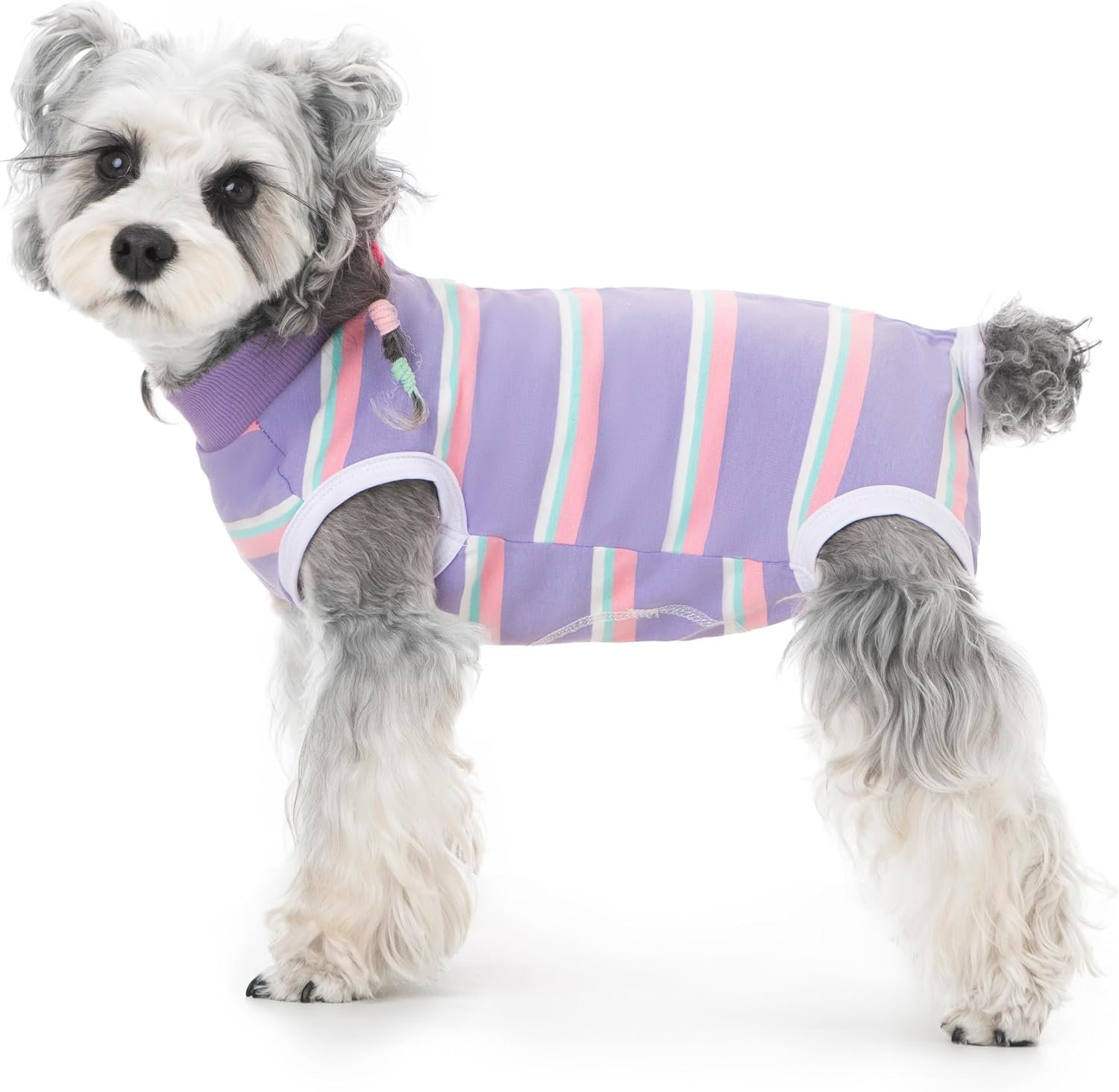 Dog Surgery Recovery Suits, Sleeveless Dog Recovery Suit Female, E-Collar & Cone Alternative Surgical Suit for Small and Medium Dogs After Surgery, Striped Dog Onesie Pajamas