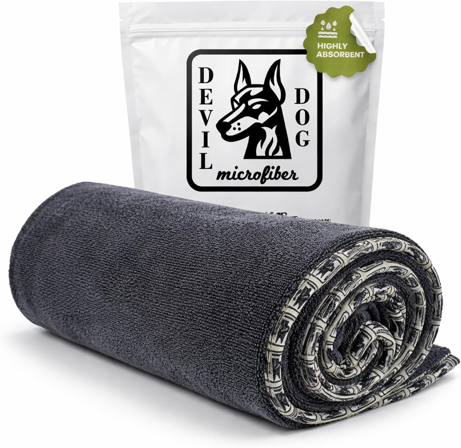 Premium Twisted Loop Drying Towels for Drying Dogs Small 16″ x 24″ Super Absorbent Microfiber Dog Bath Towel – Quick Dry, Soft – 1200 GSM Gray for Pets, Beach, Camping & Travel