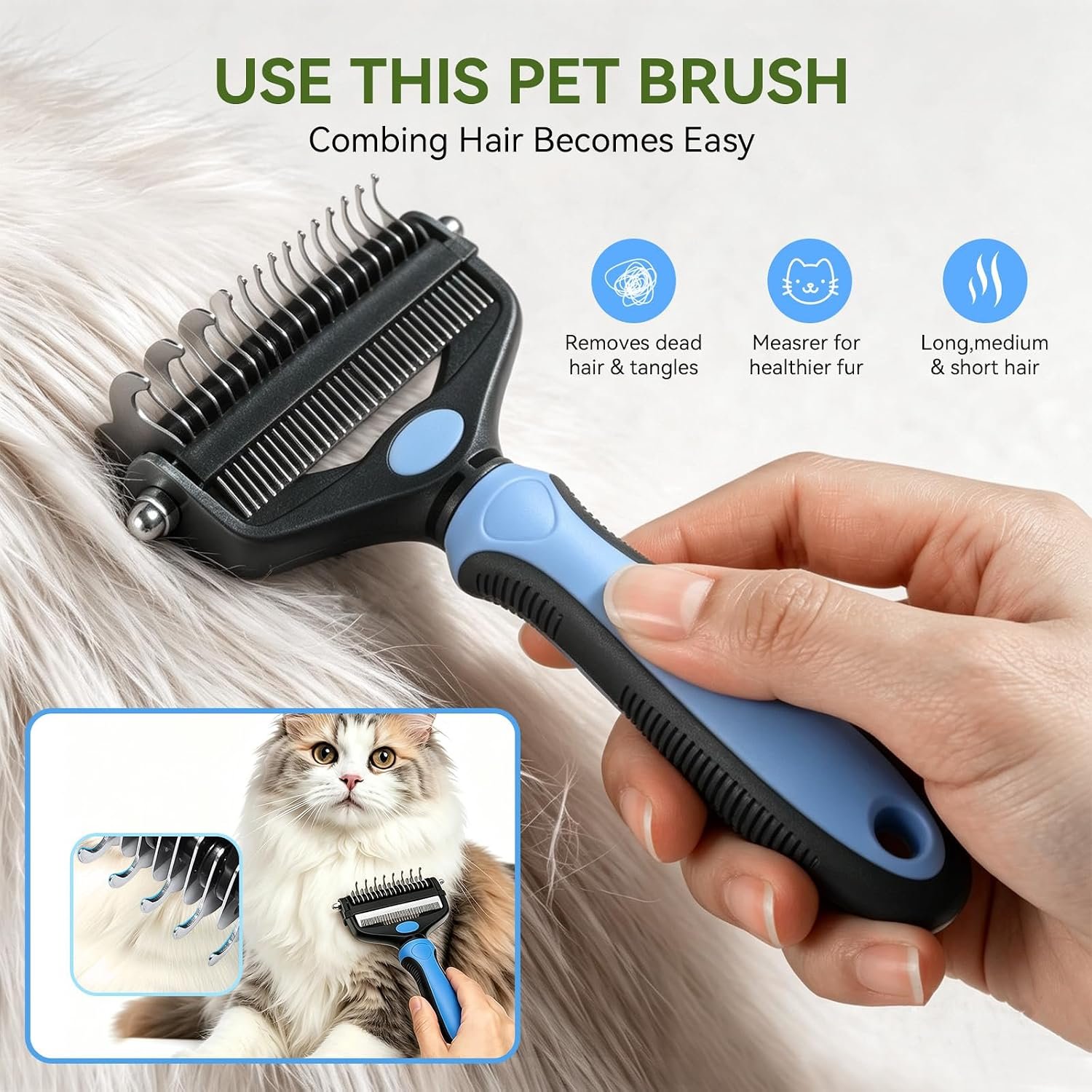 Deshedding Dog Brush, Undercoat Rake for Cats & Dogs, Pet Pro Grooming Tool