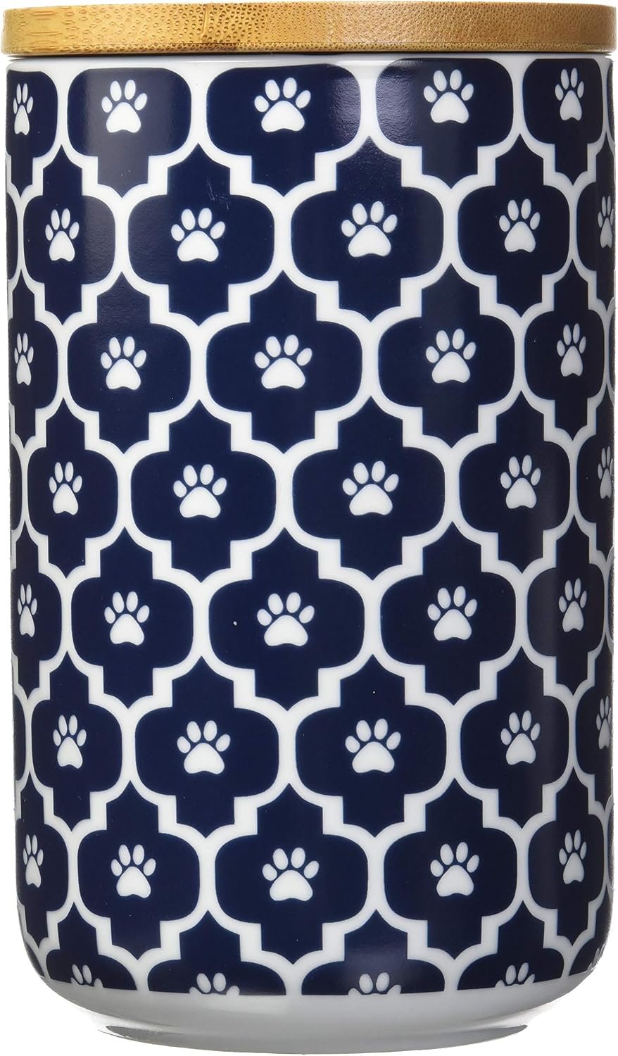 Bone Dry Lattice Collection Pet Bowl & Canister, Treat Canister, 4×6.5″, Nautical Blue