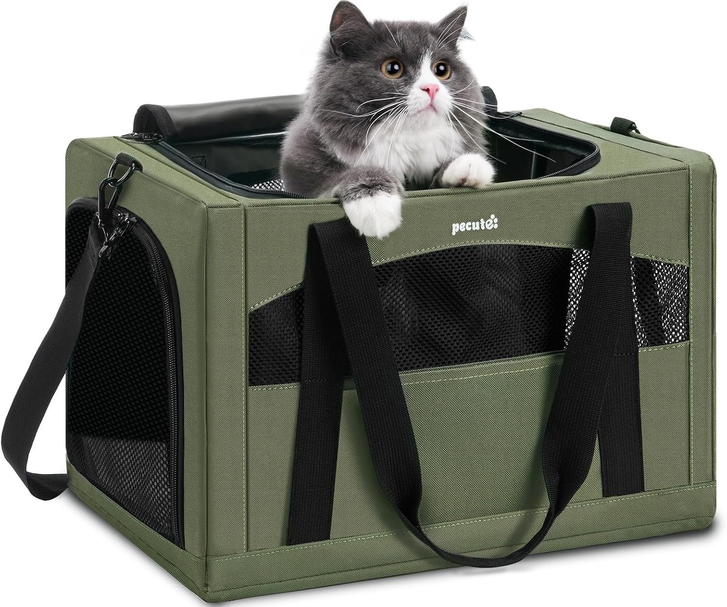 Pecute Cat Carrier Stable, Pet Carrier with Privacy Partition,Green