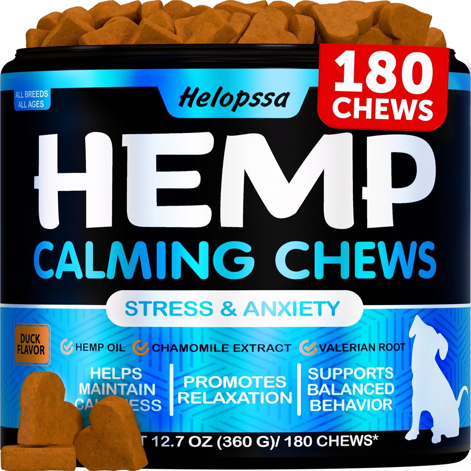 Hemp Calming Chews for Dogs – 180 Treats – Dog Сalming Сhews for Anxiety