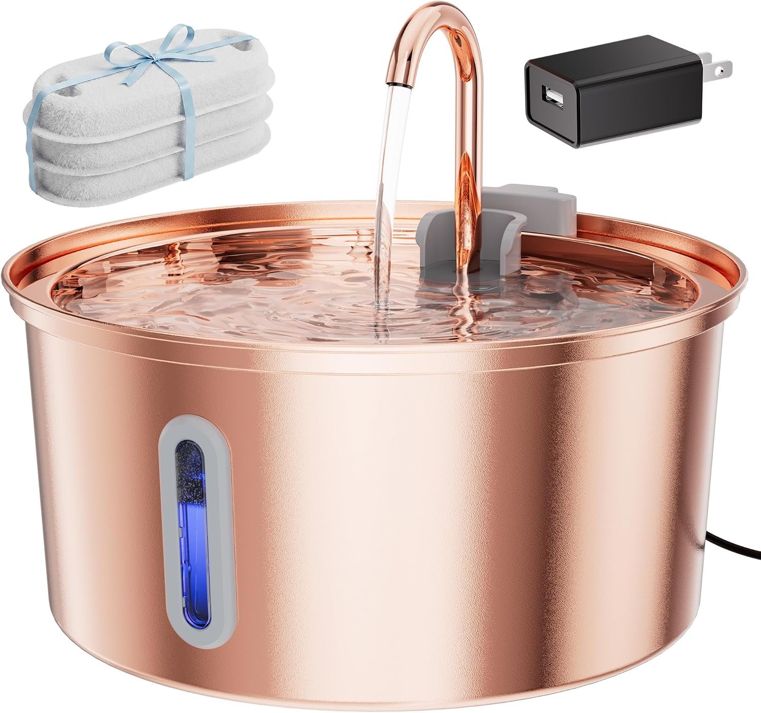 Tomxcute Stainless Steel Cat Water Fountain with Copper Plated,108oz
