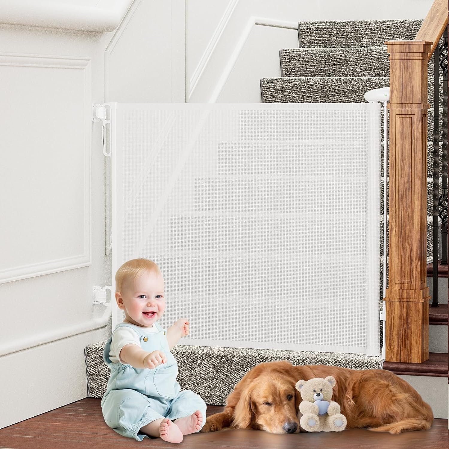 PRObebi Retractable Baby Gates for Stairs & Doorways, Indoor & Outdoor Use